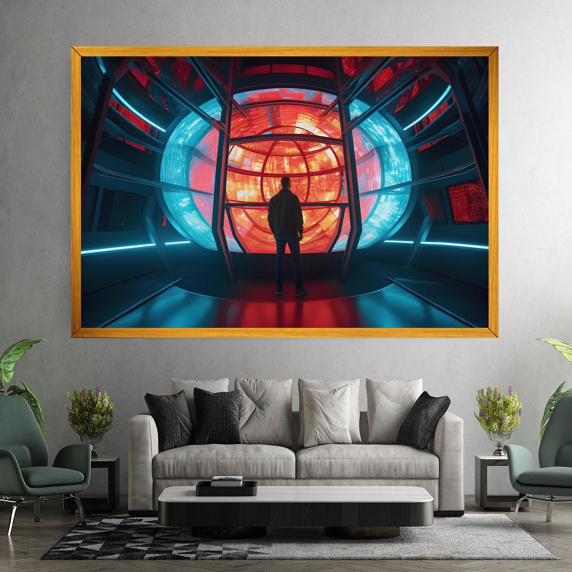 Tablou Canvas Tunnel Red Blue Light mockup 7