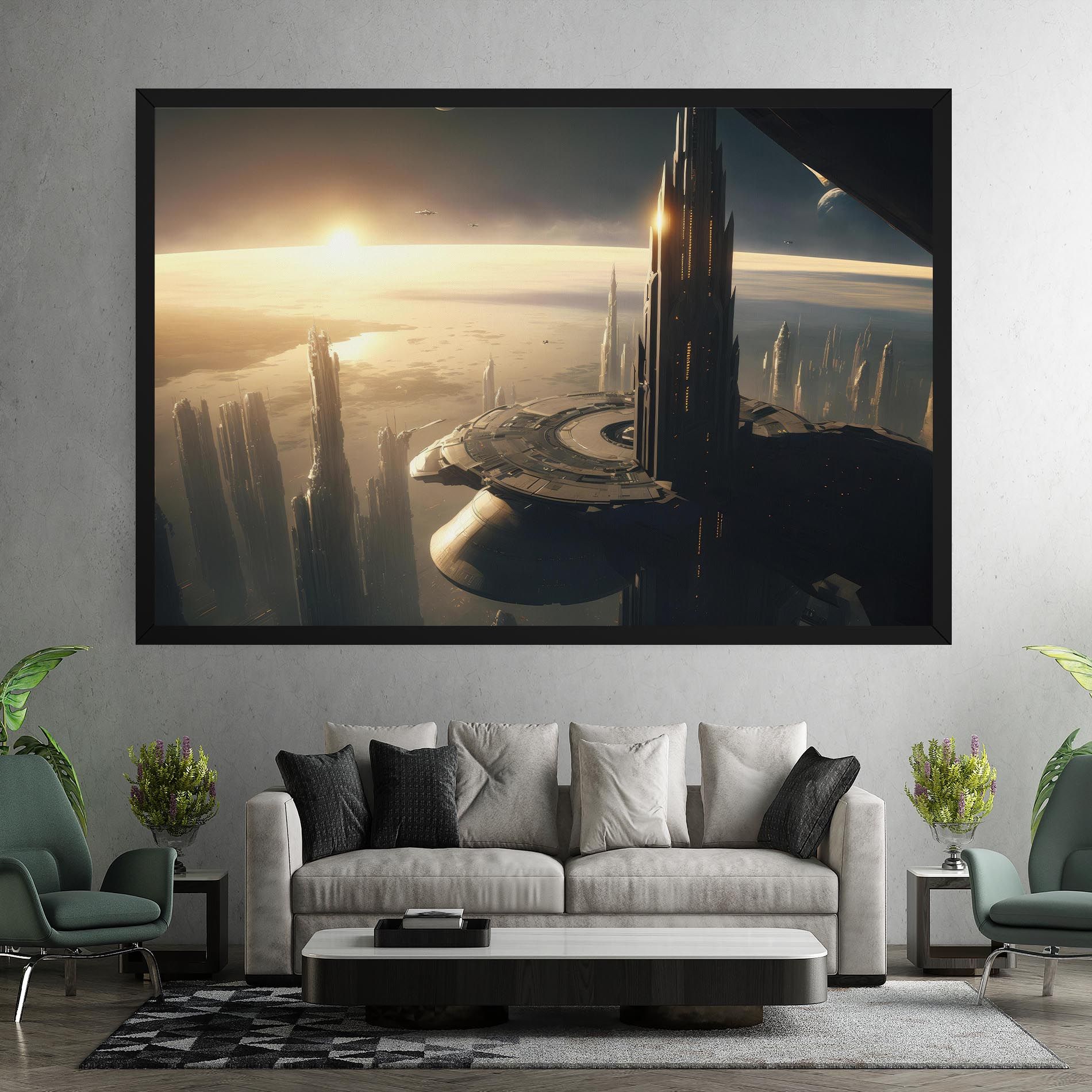 Fantasy Futuristic Cityscape mockup 7