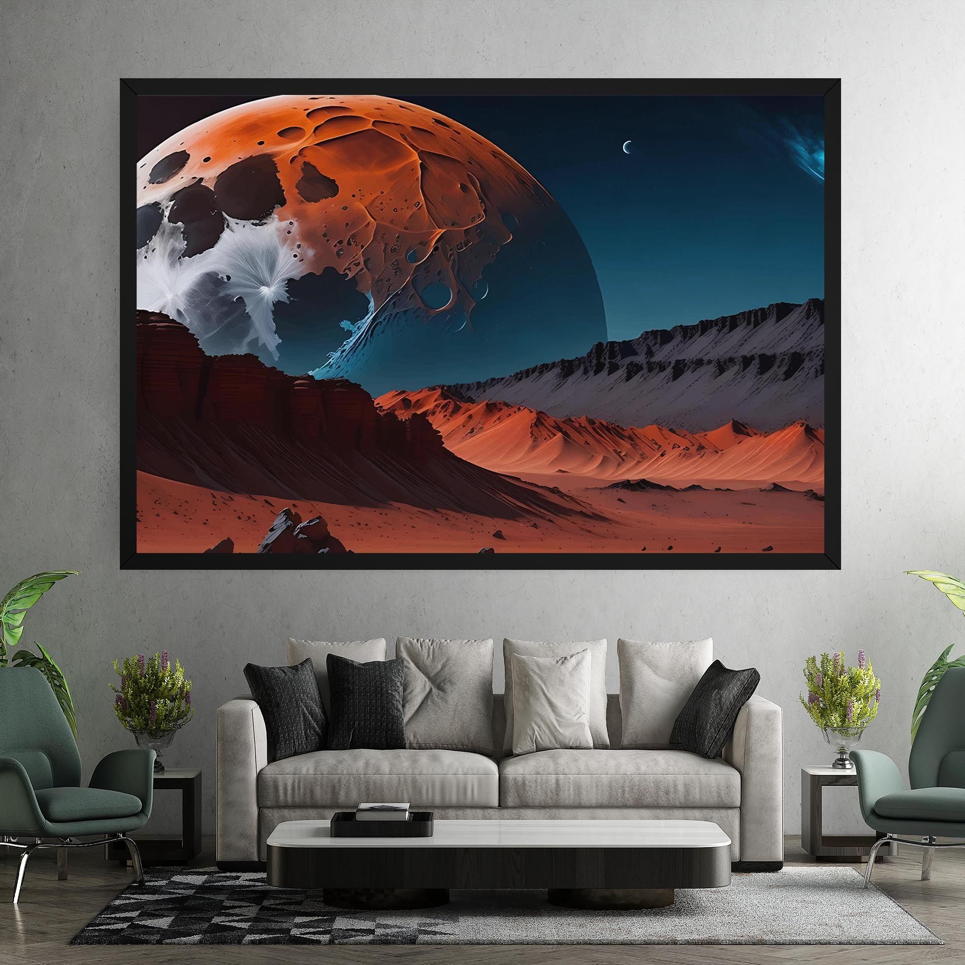 Grey Orange Moon Art mockup 7
