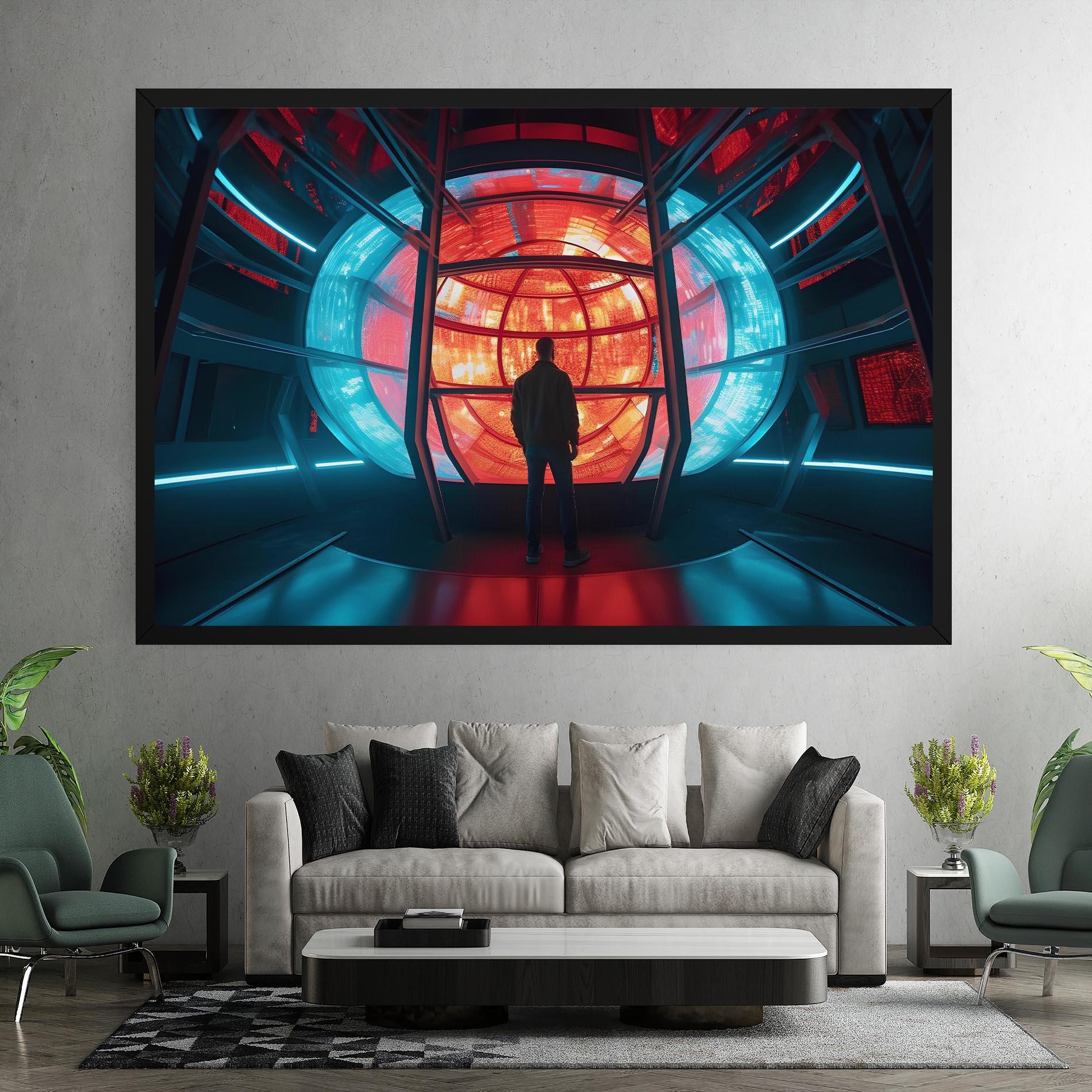 Tablou Canvas Tunnel Red Blue Light mockup 7