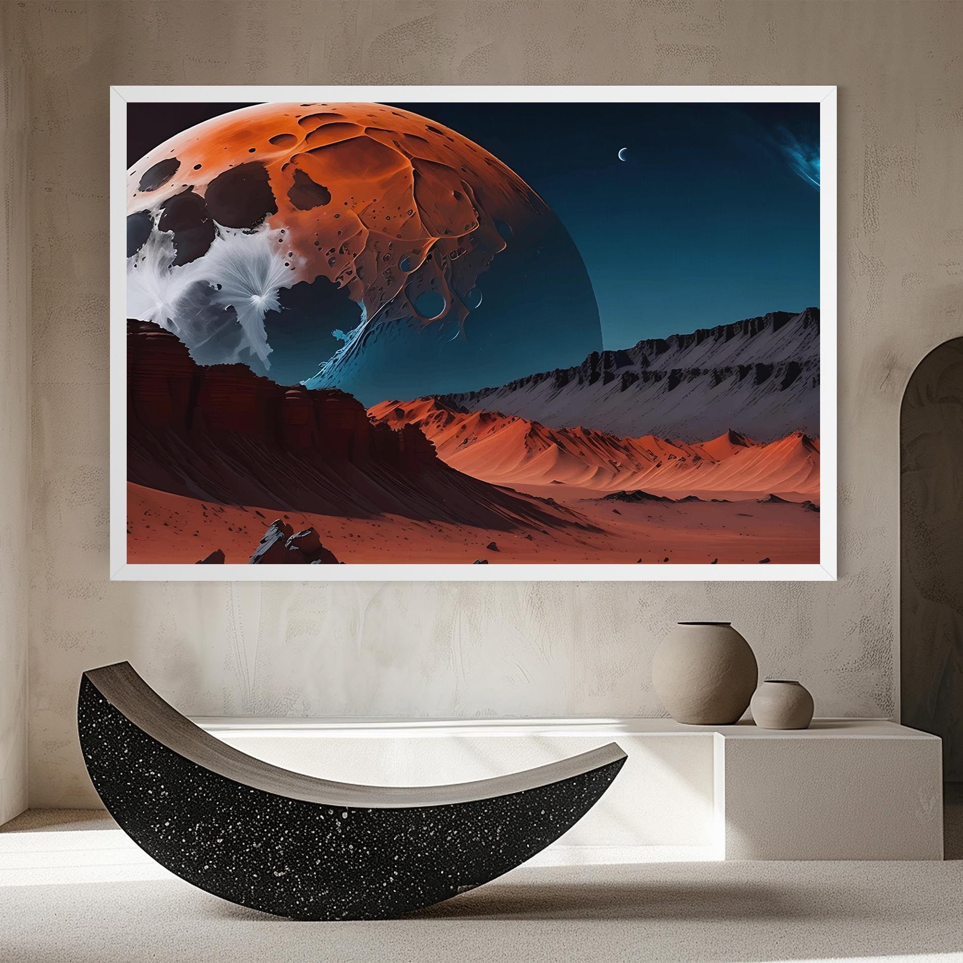 Grey Orange Moon Art mockup 8