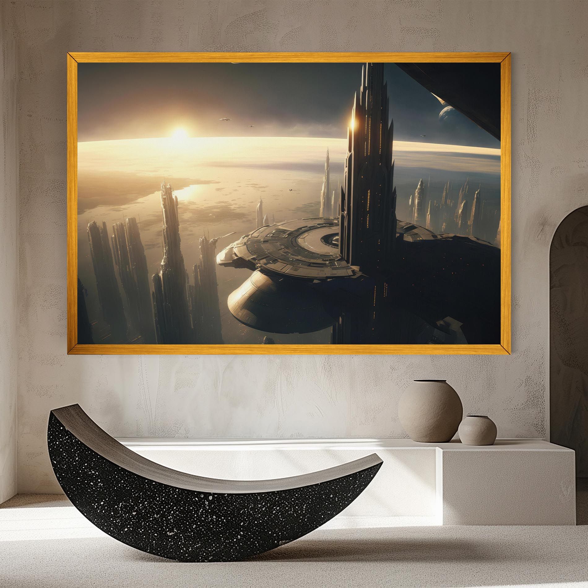 Fantasy Futuristic Cityscape mockup 8