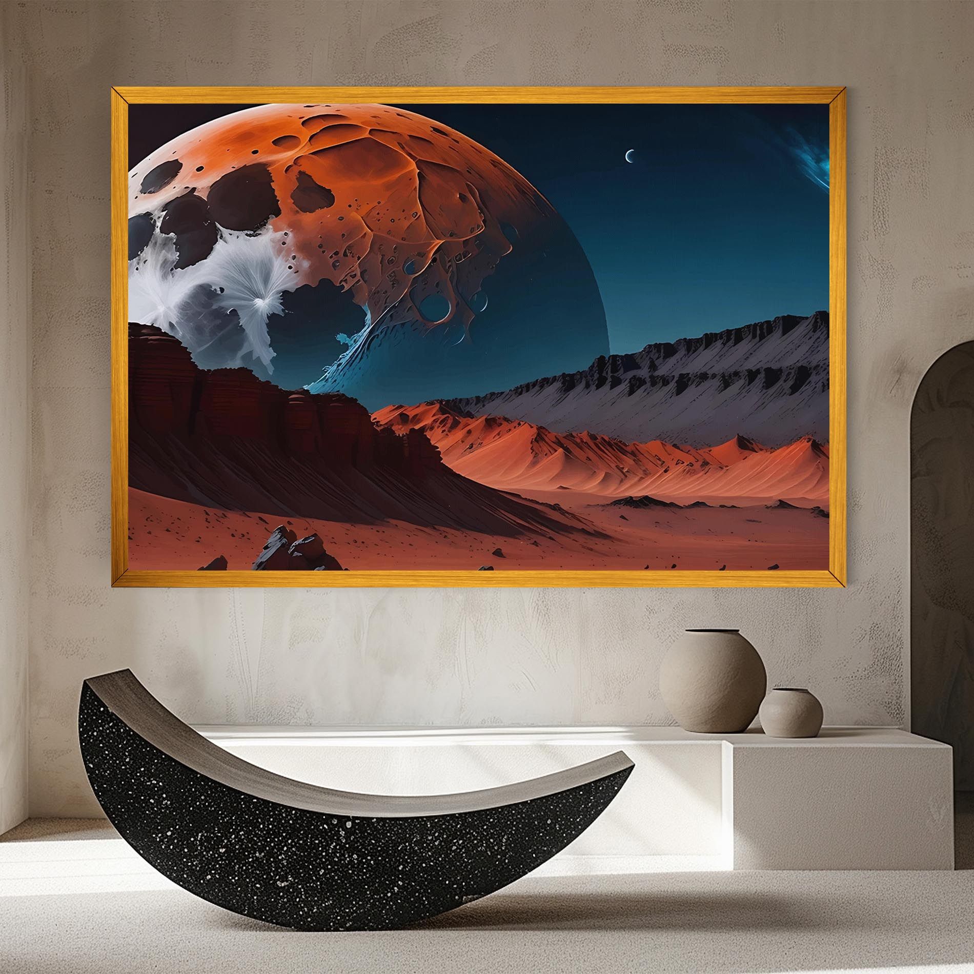 Grey Orange Moon Art mockup 8