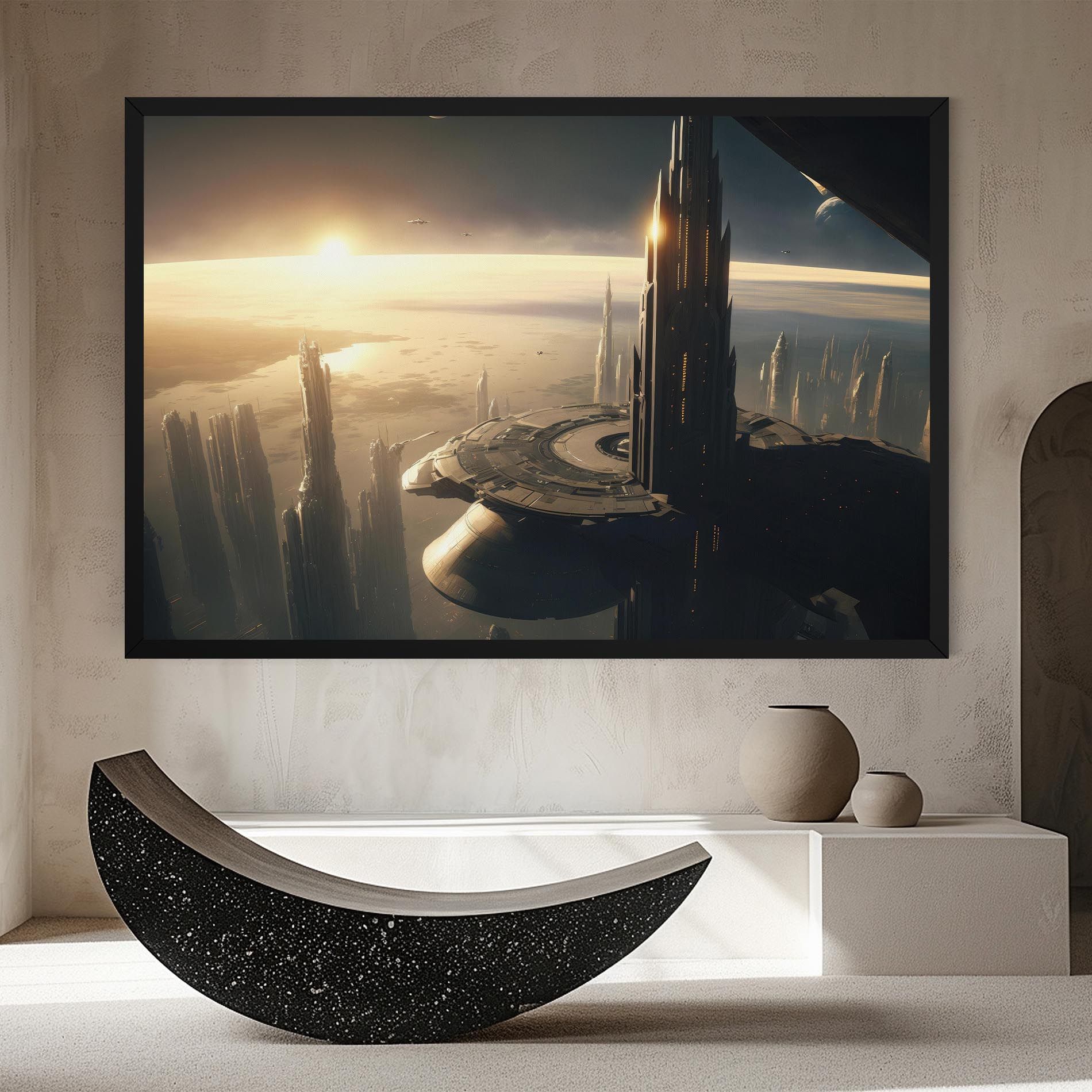 Fantasy Futuristic Cityscape mockup 8