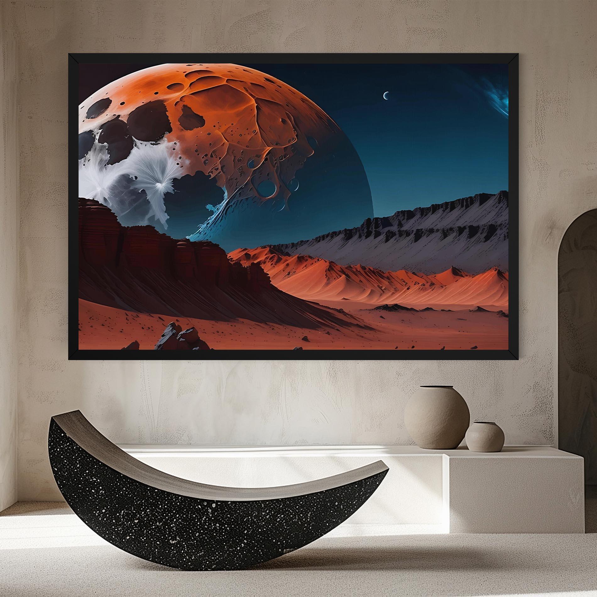 Tablou Canvas Grey Orange Moon Art mockup 8