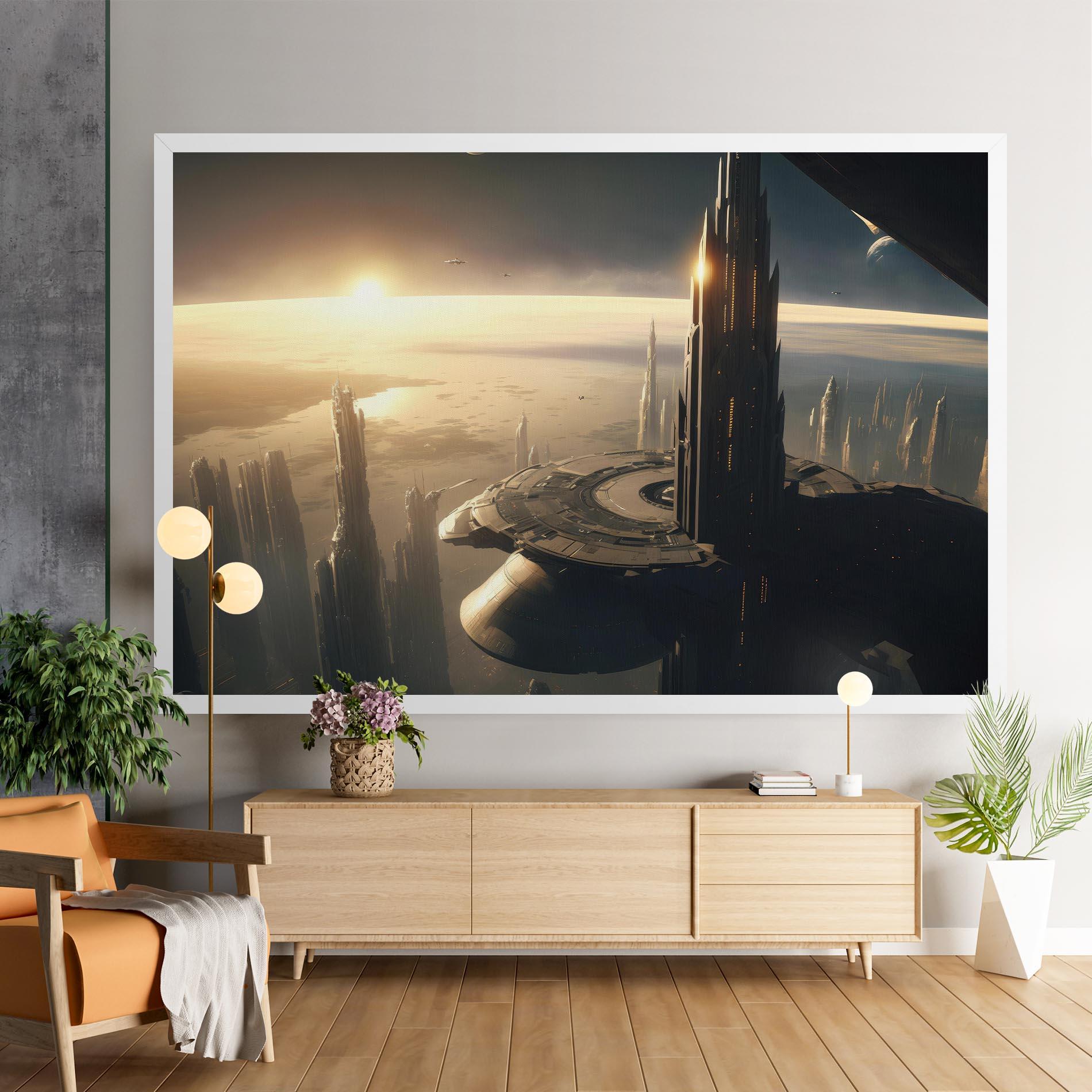 Tablou Canvas Fantasy Futuristic Cityscape mockup 9