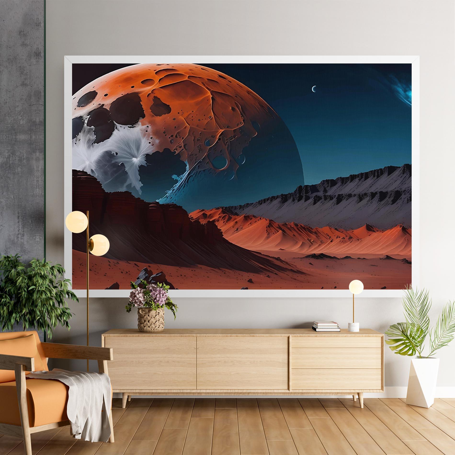 Tablou Canvas Grey Orange Moon Art mockup 9