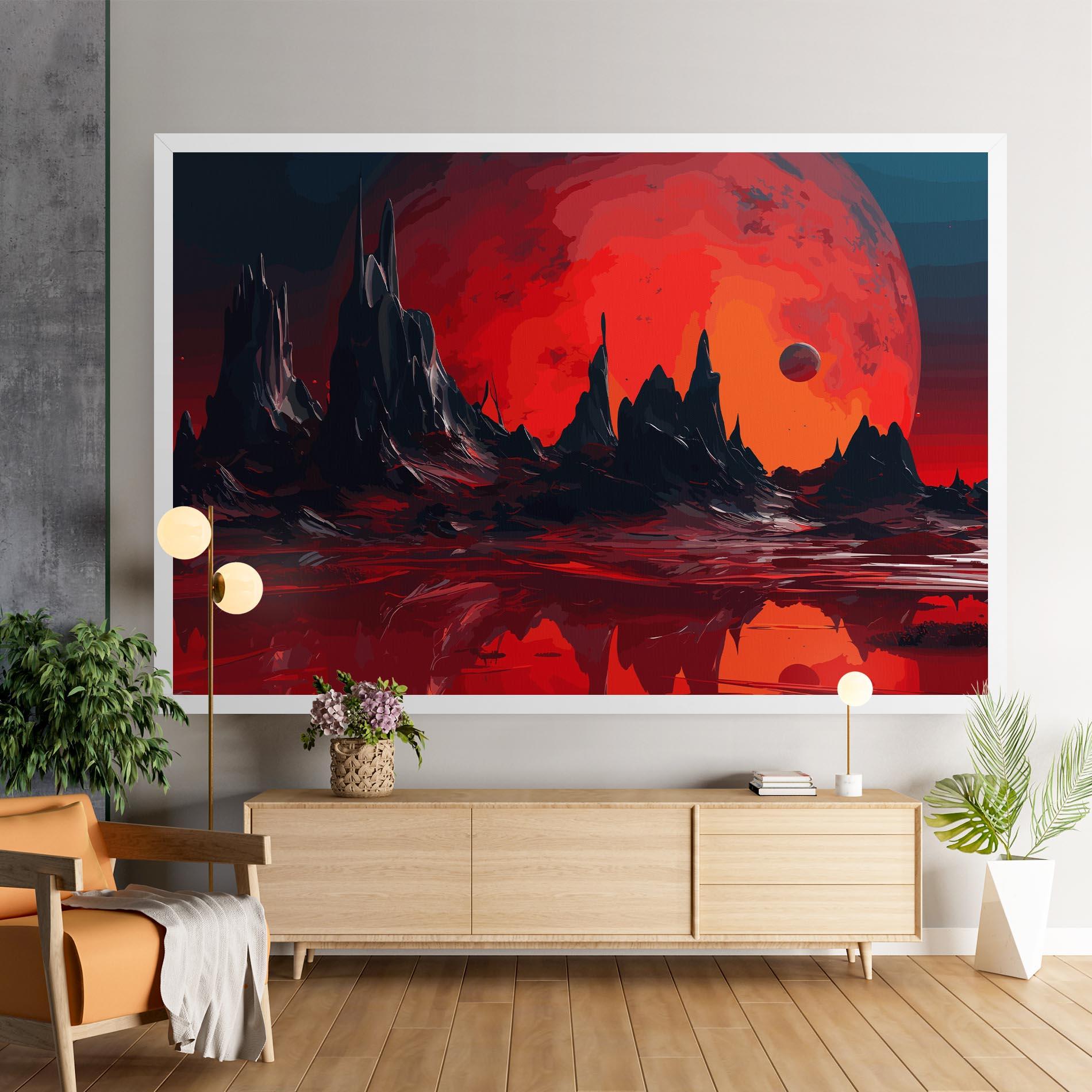 Tablou Canvas Red Moon World mockup 9