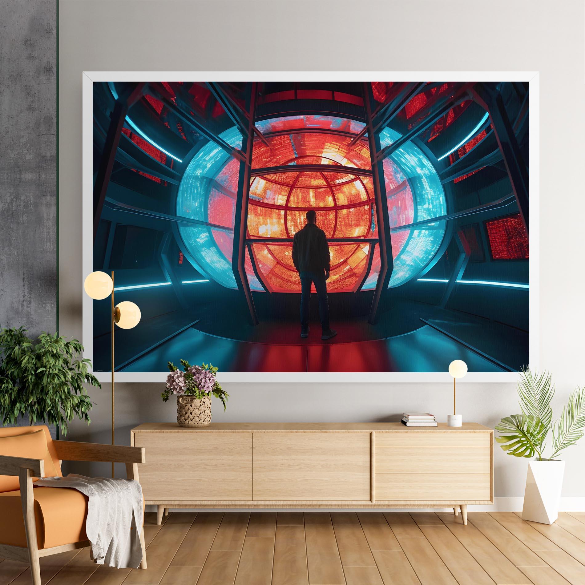 Tablou Canvas Tunnel Red Blue Light mockup 9