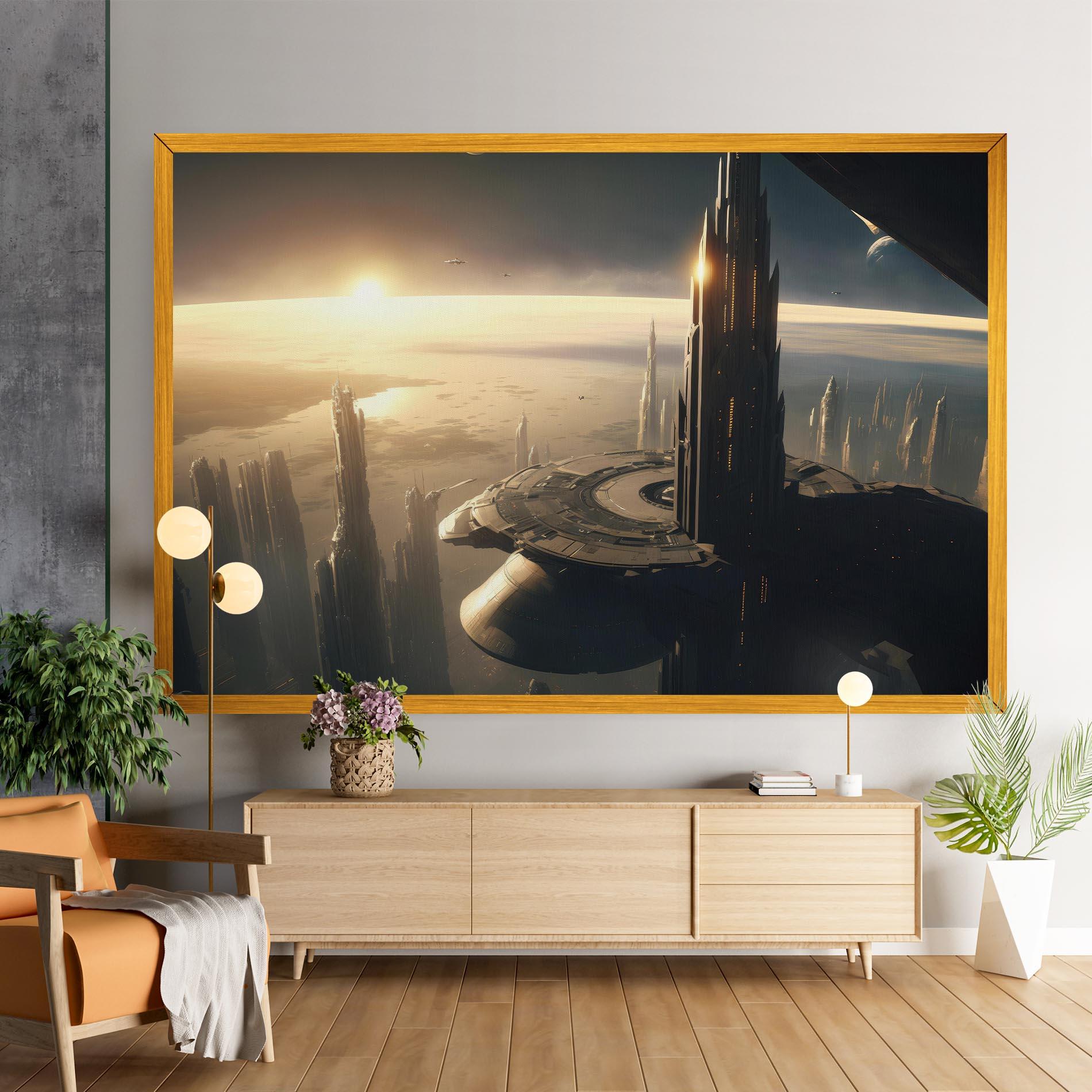 Tablou Canvas Fantasy Futuristic Cityscape mockup 9