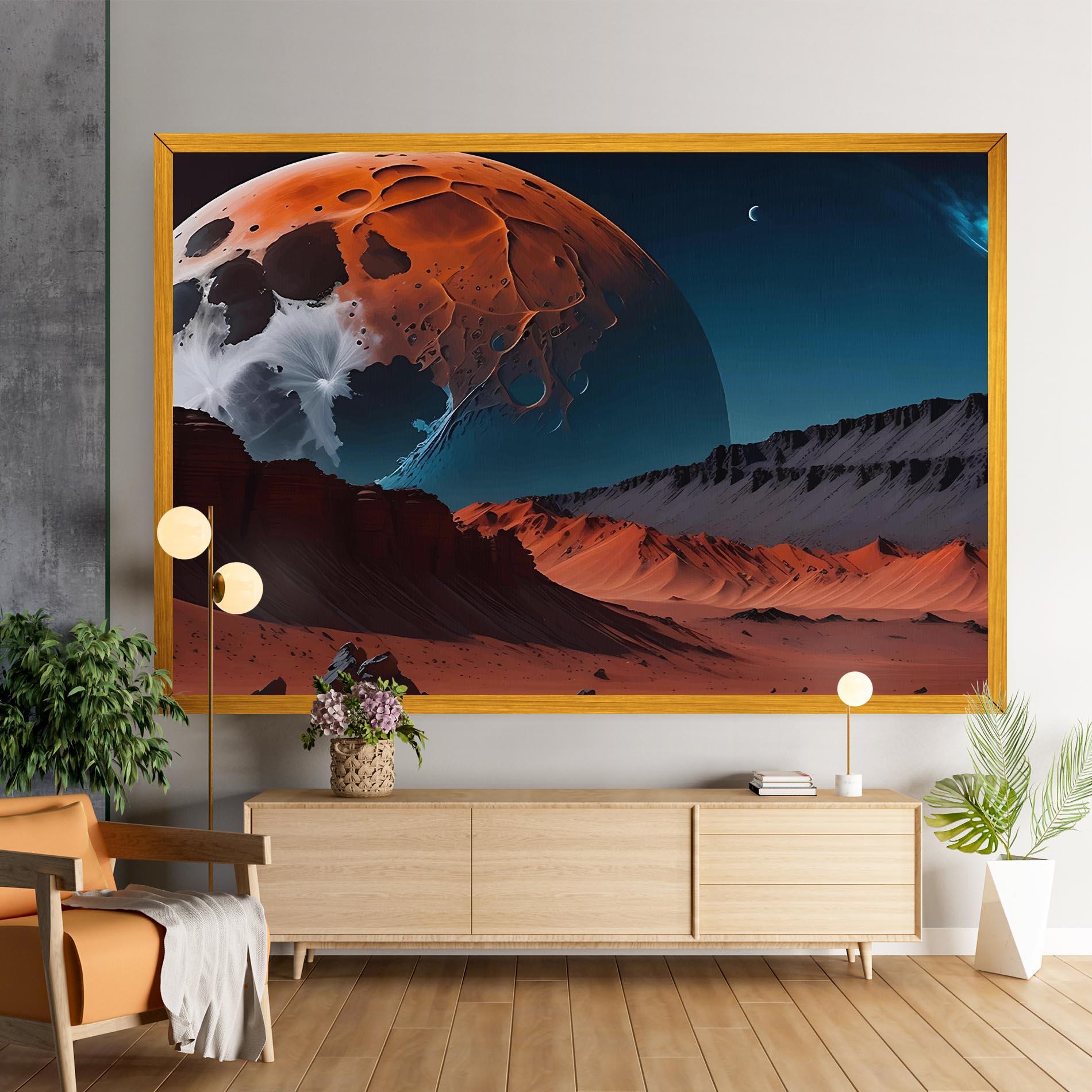 Tablou Canvas Grey Orange Moon Art mockup 9