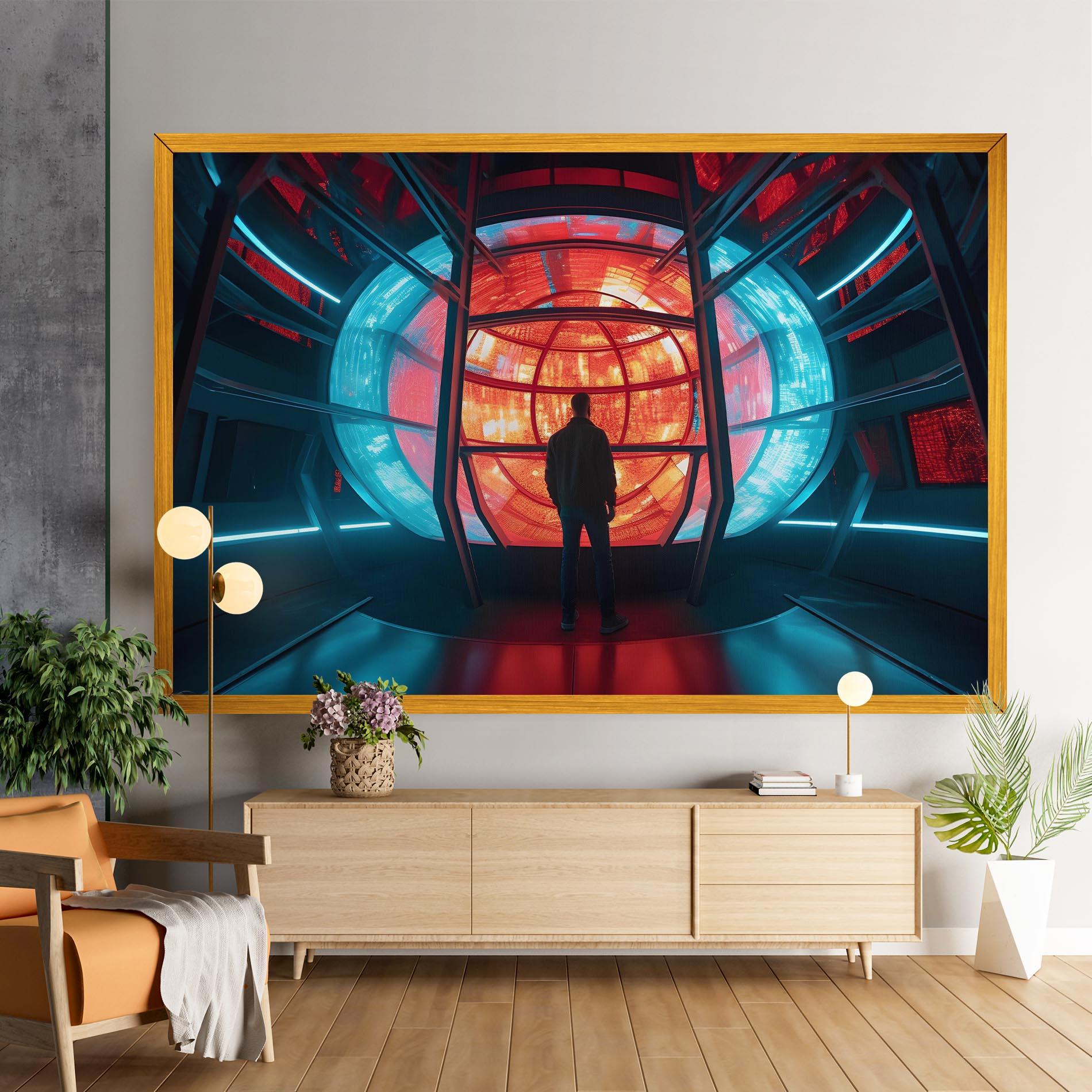 Tablou Canvas Tunnel Red Blue Light mockup 9