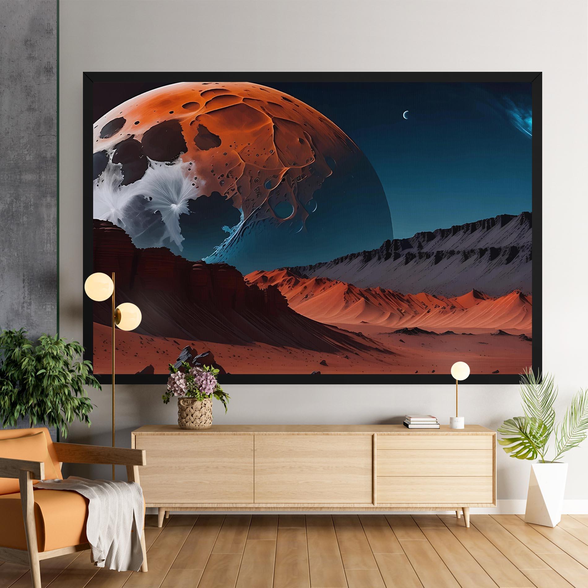 Tablou Canvas Grey Orange Moon Art mockup 9