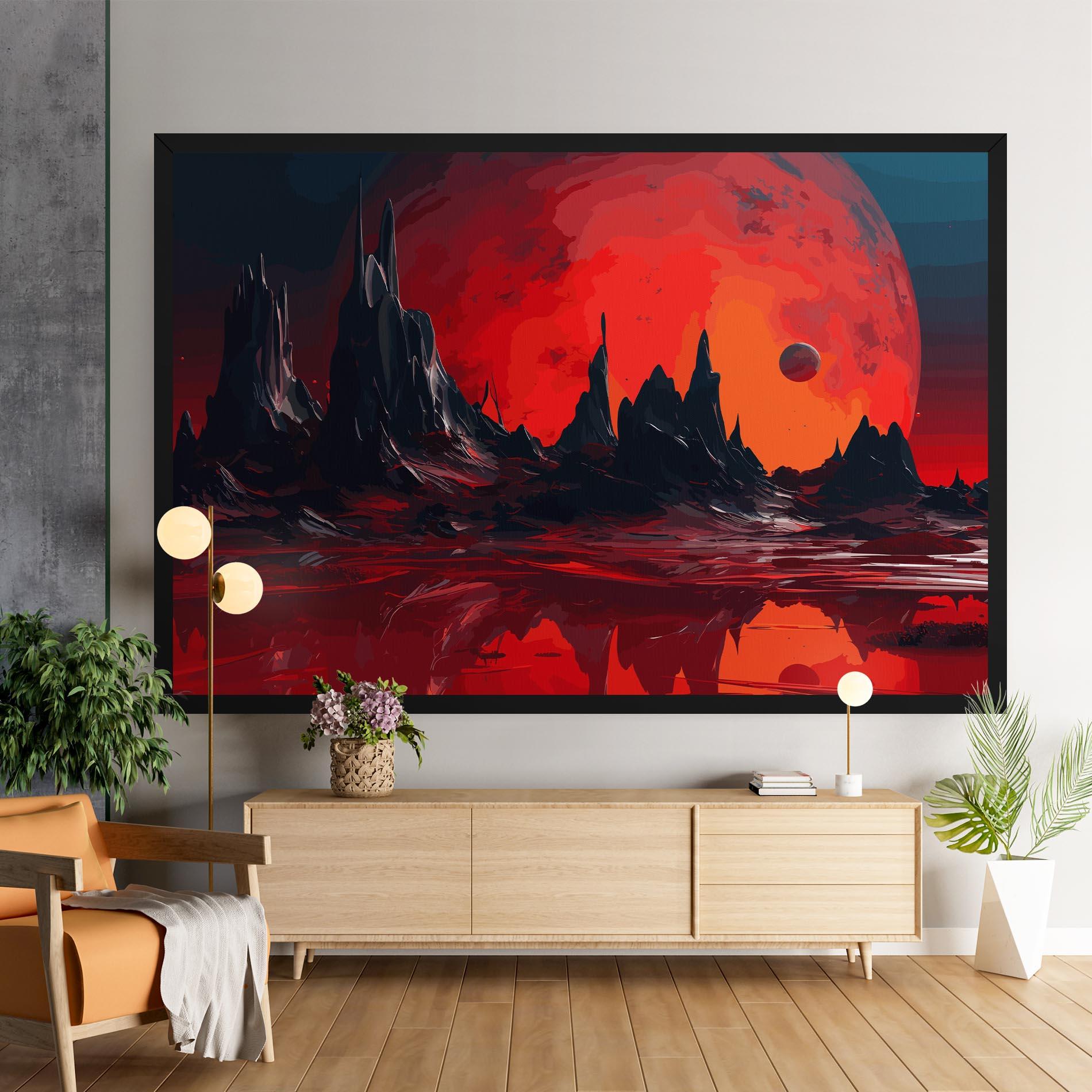 Tablou Canvas Red Moon World mockup 9