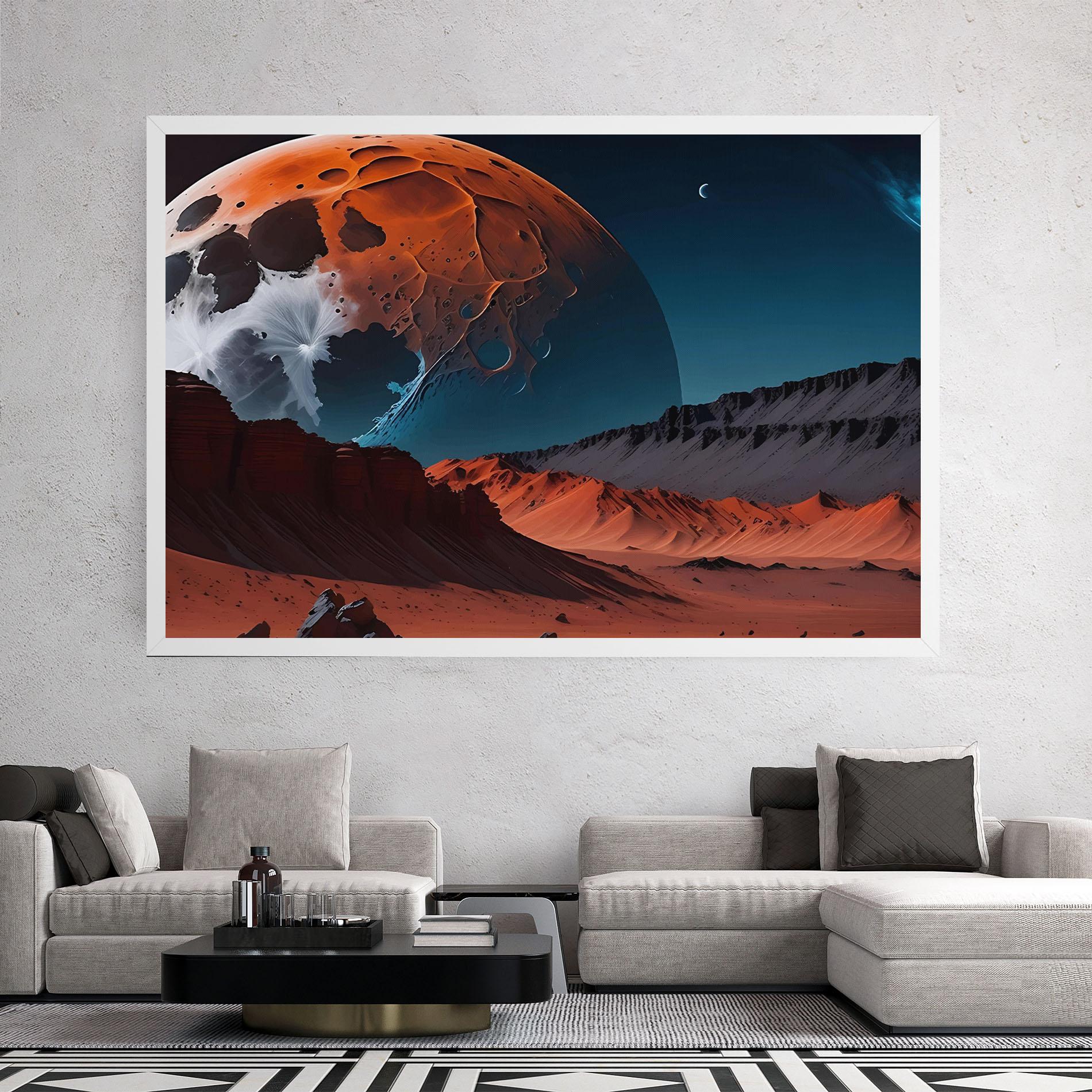 Tablou Canvas Grey Orange Moon Art mockup 2