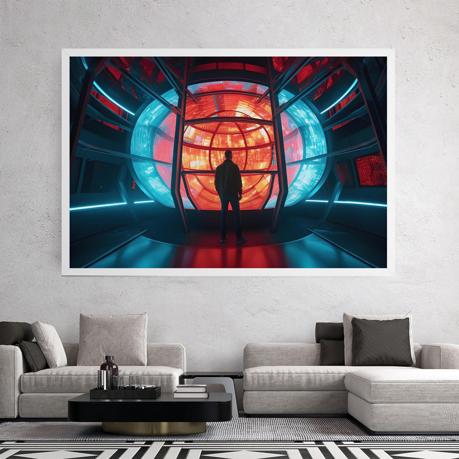 Tablou Canvas Tunnel Red Blue Light mockup 2