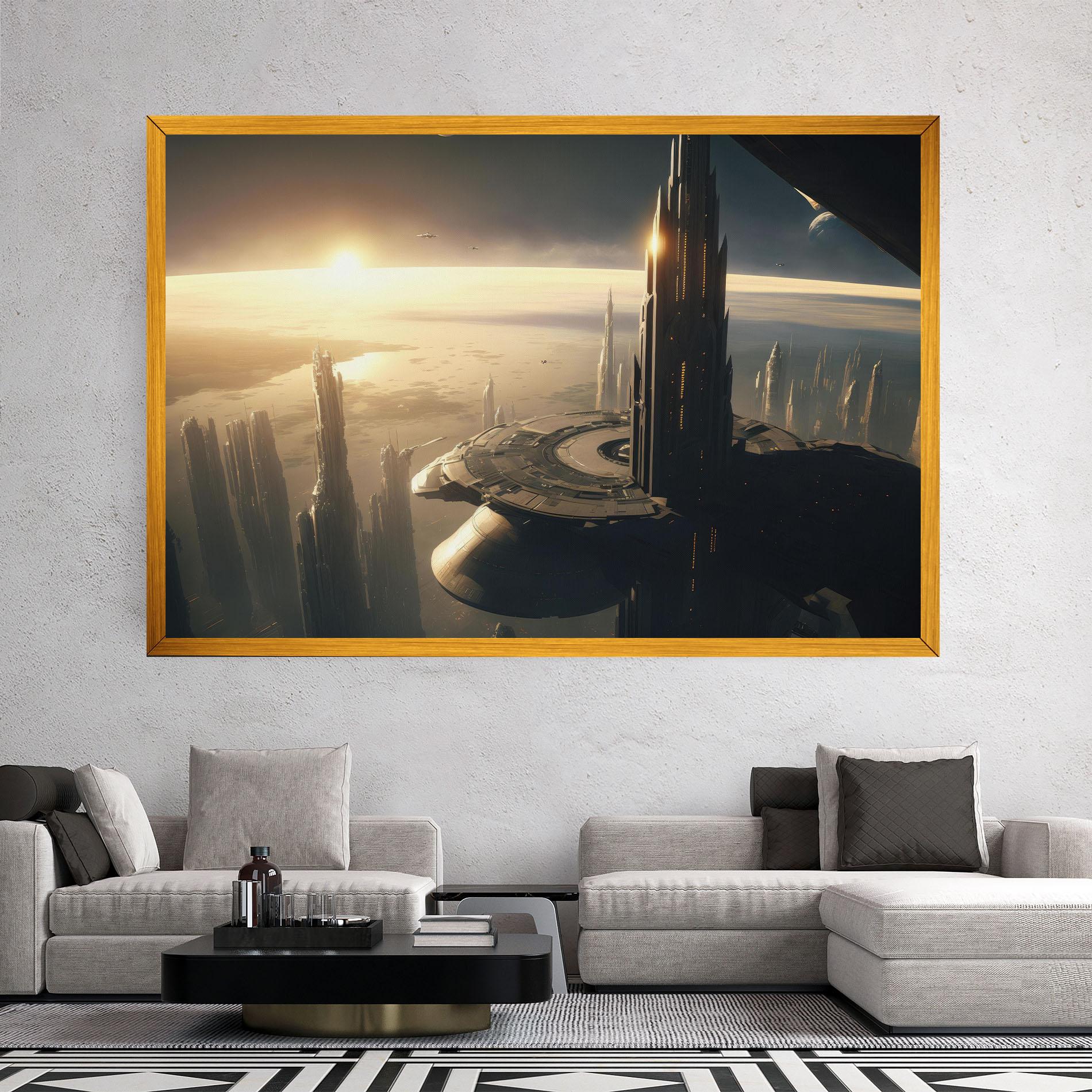 Tablou Canvas Fantasy Futuristic Cityscape mockup 2