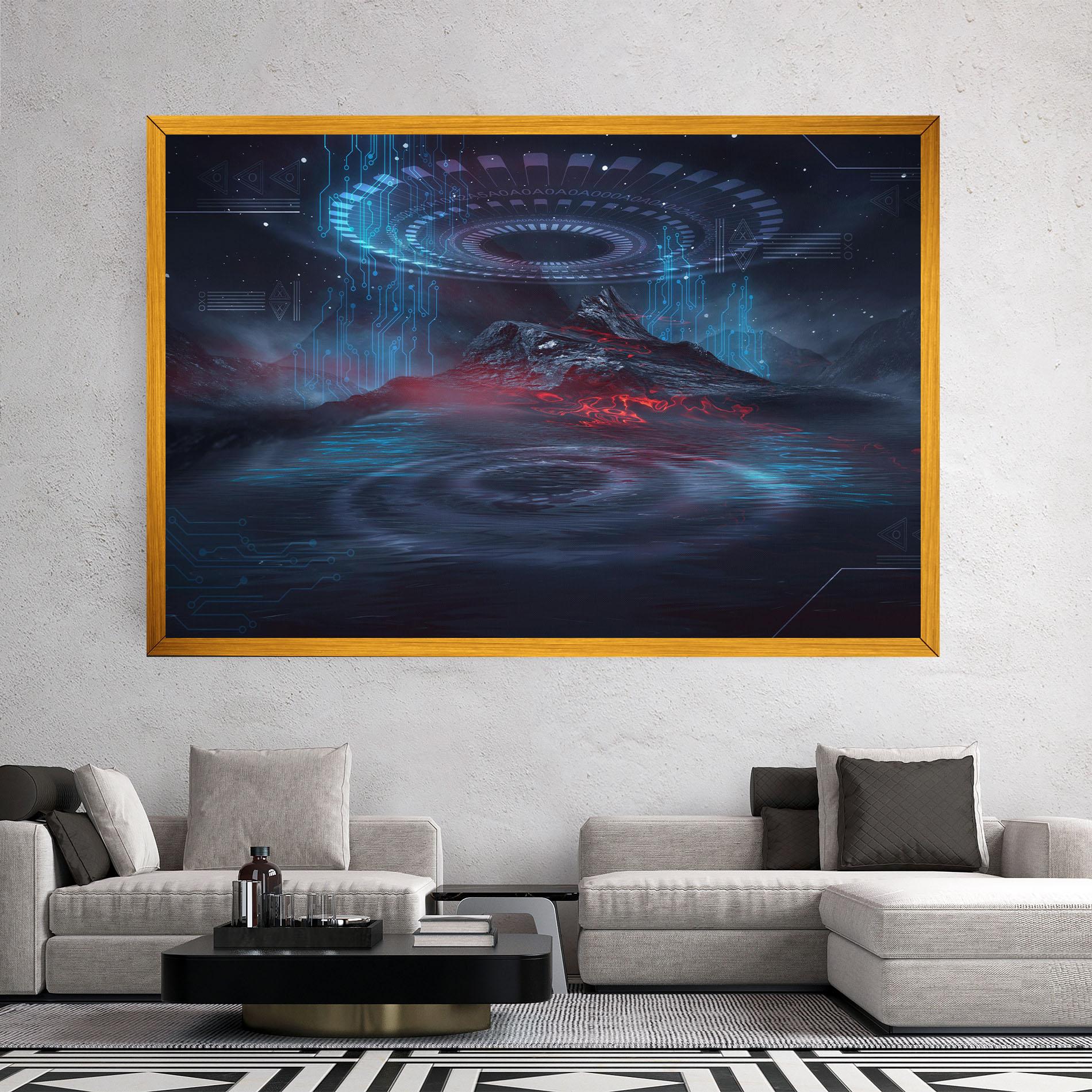 Tablou Canvas Neon Space Galaxy mockup 2
