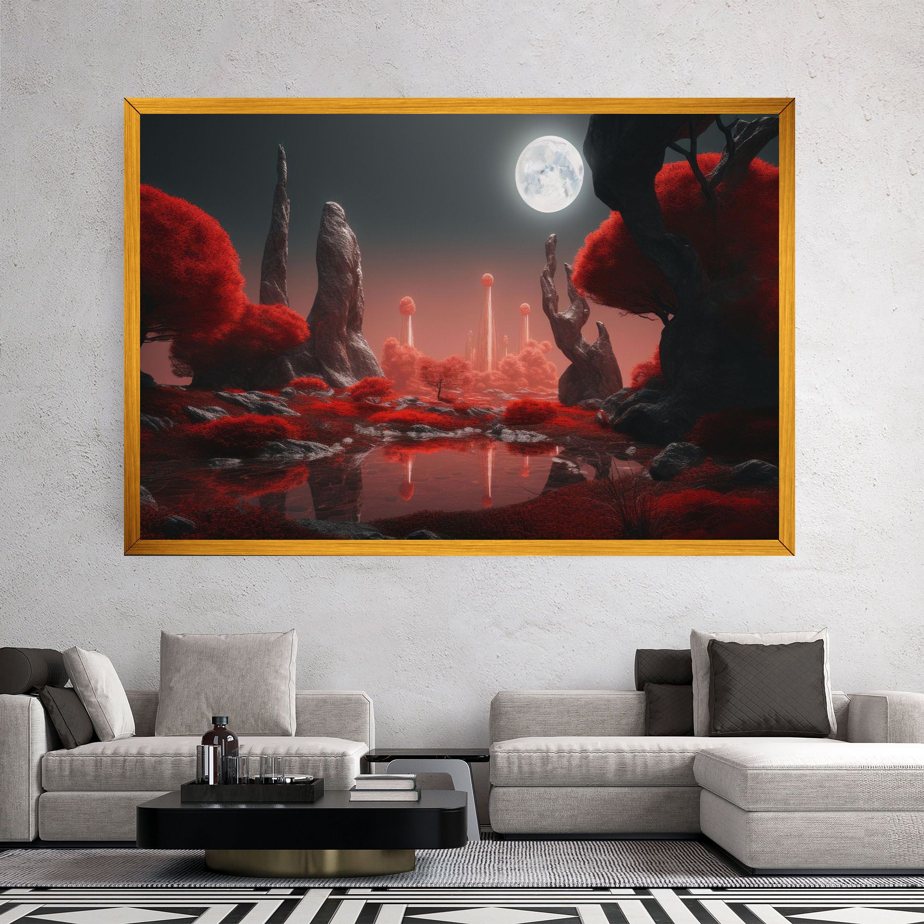 Red Alien Trees mockup 2