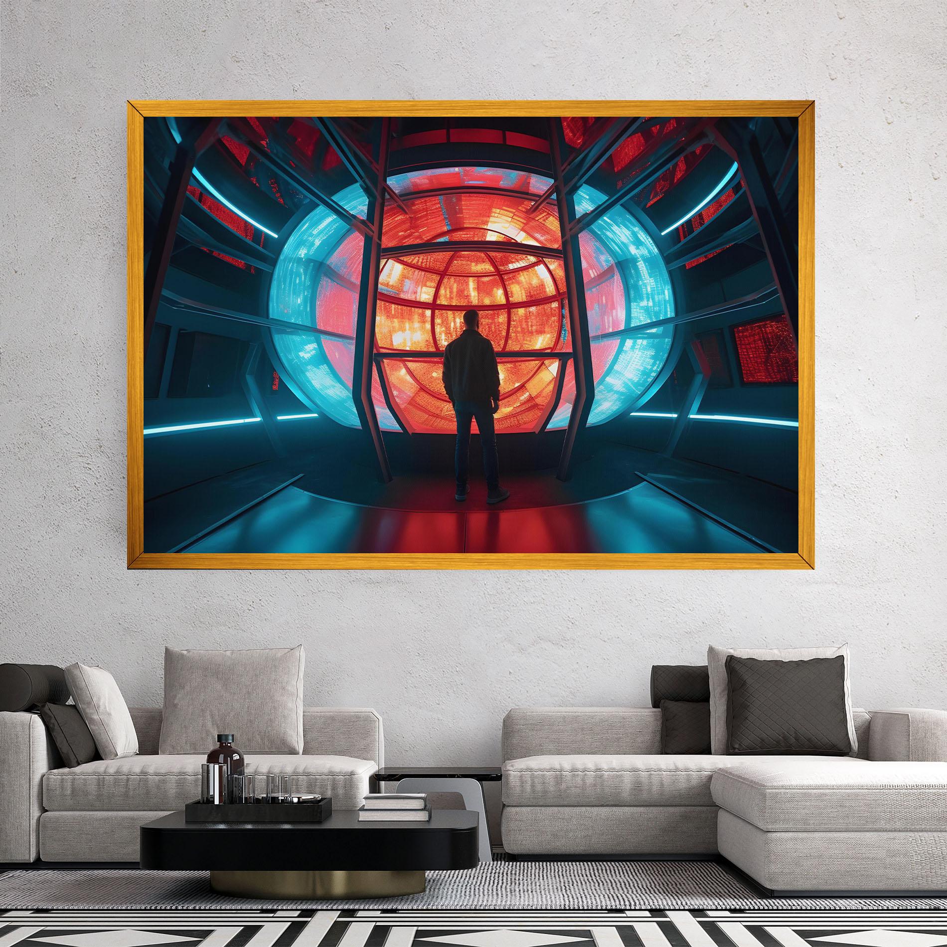 Tablou Canvas Tunnel Red Blue Light mockup 2