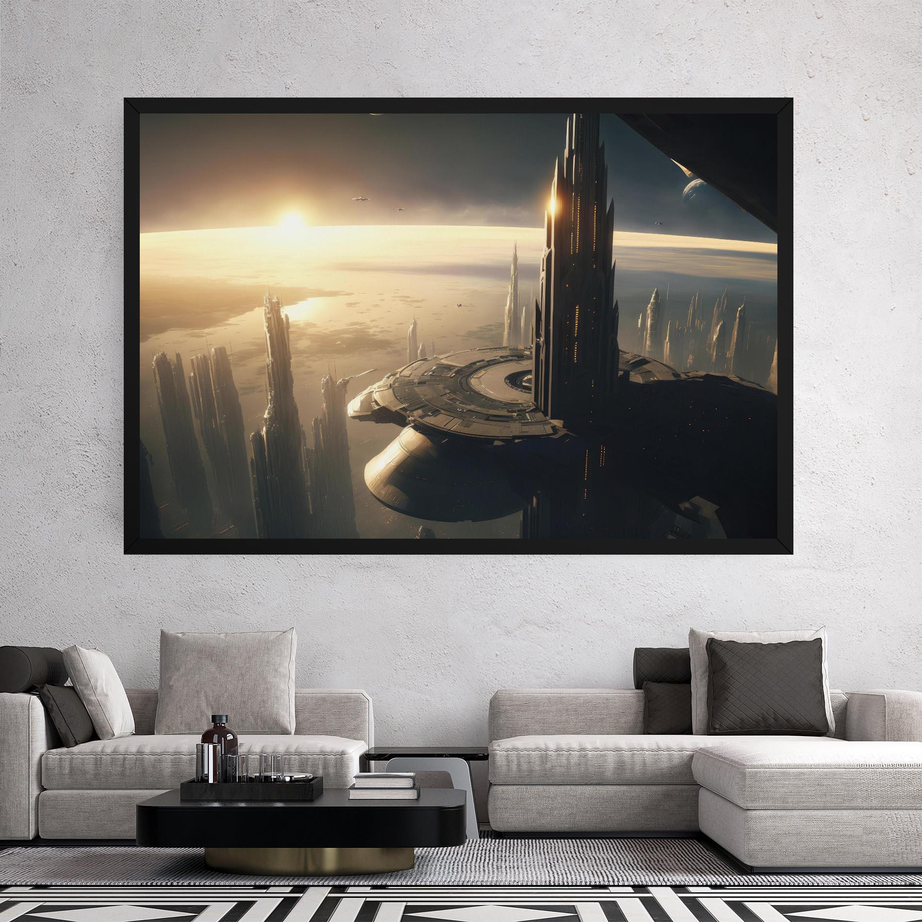 Tablou Canvas Fantasy Futuristic Cityscape mockup 2