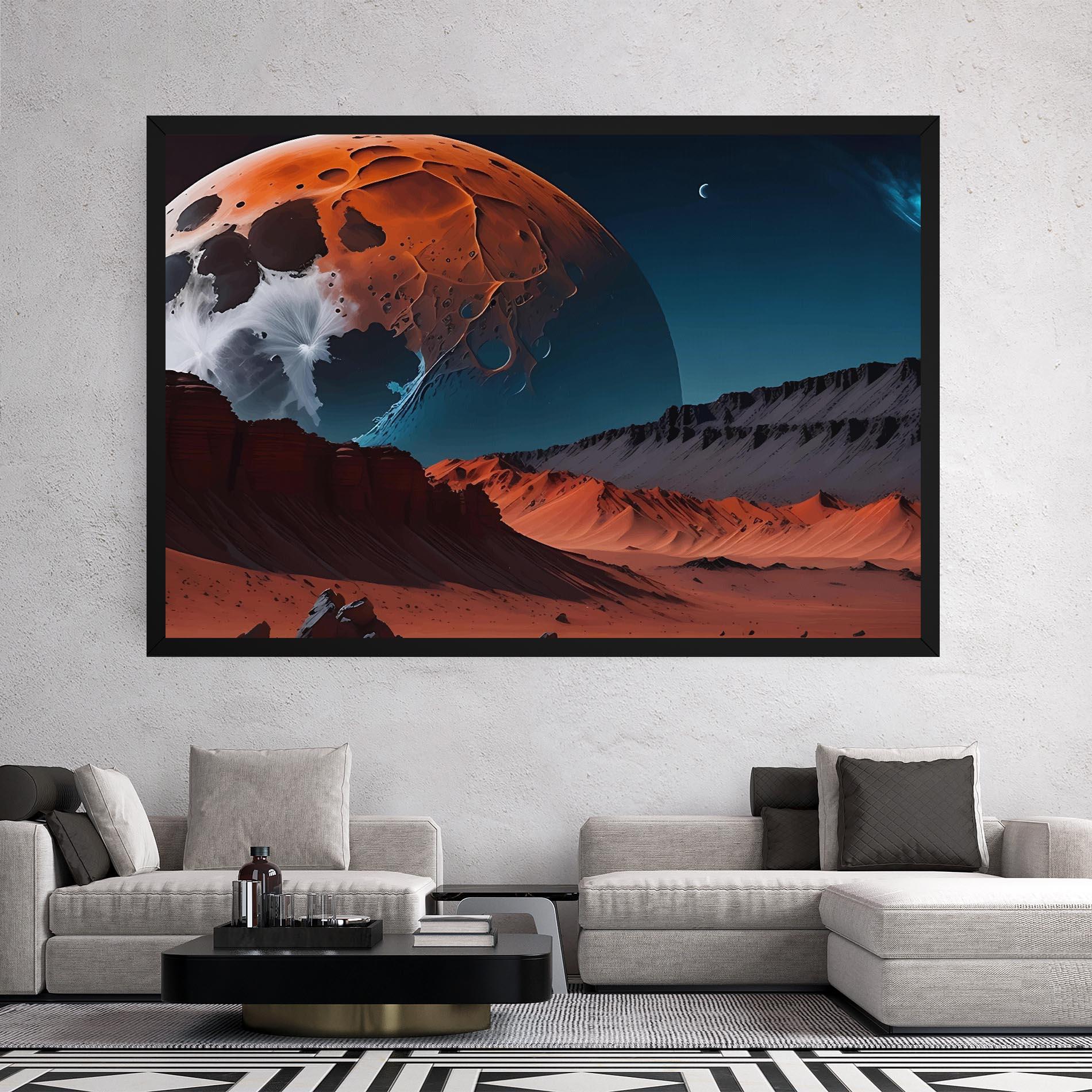 Tablou Canvas Grey Orange Moon Art mockup 2