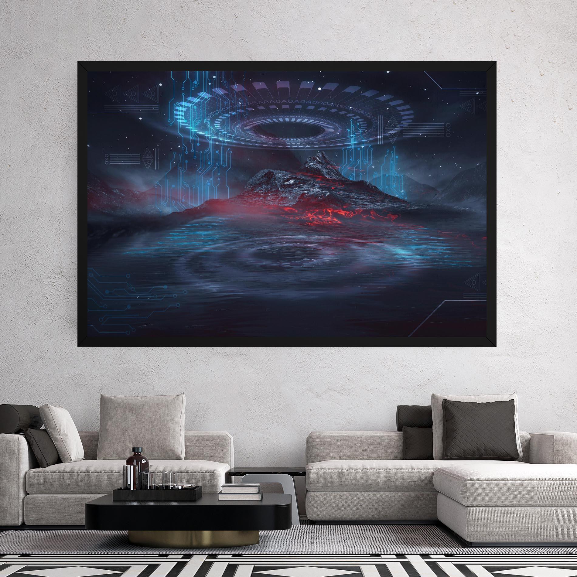 Tablou Canvas Neon Space Galaxy mockup 2