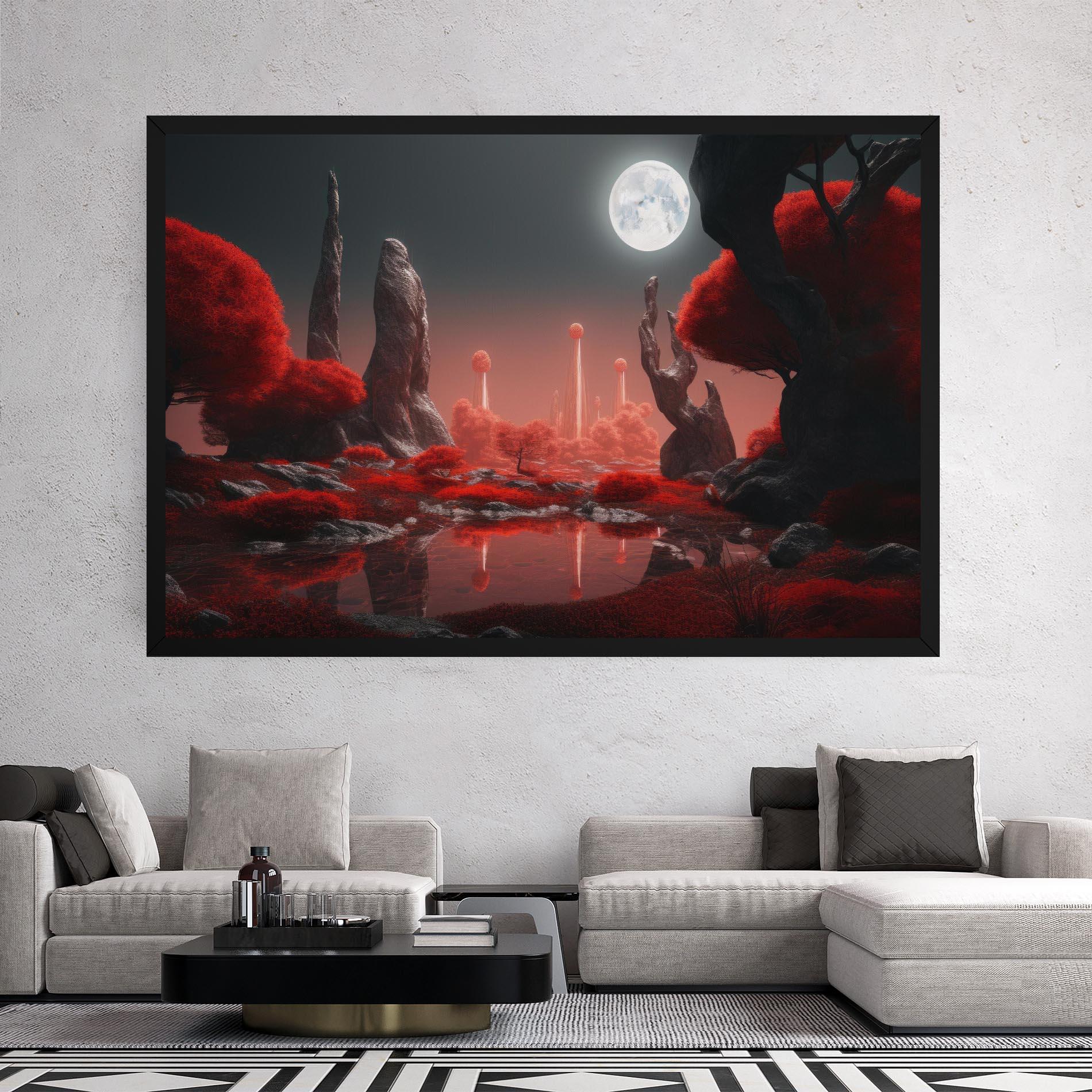 Tablou Canvas Red Alien Trees mockup 2