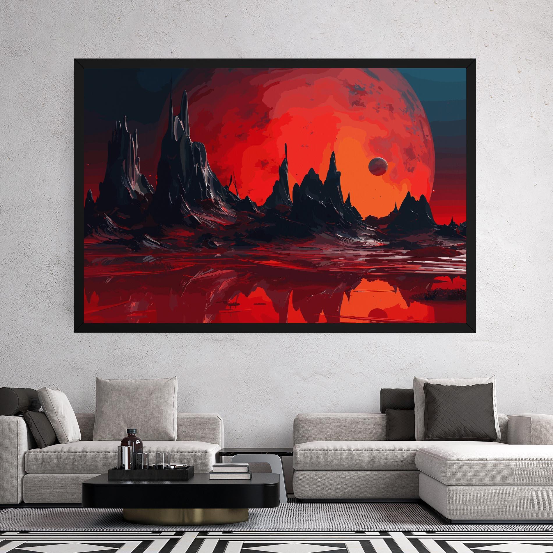 Tablou Canvas Red Moon World mockup 2
