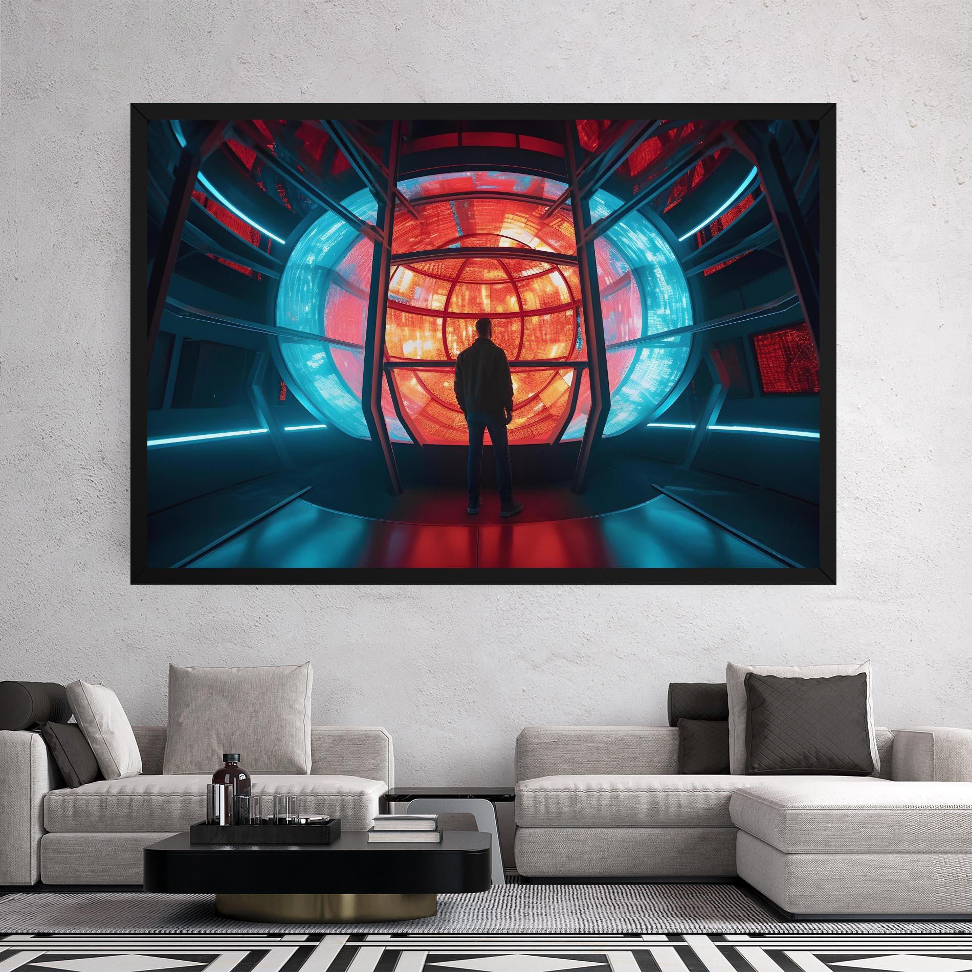Tablou Canvas Tunnel Red Blue Light mockup 2