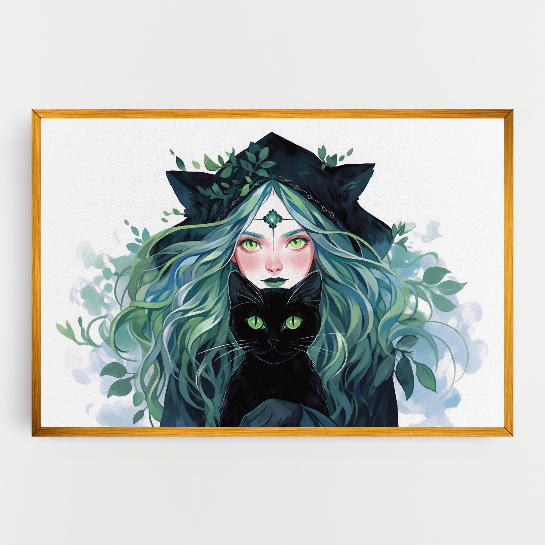 Tablou Canvas Magic Cat Witch mockup 0