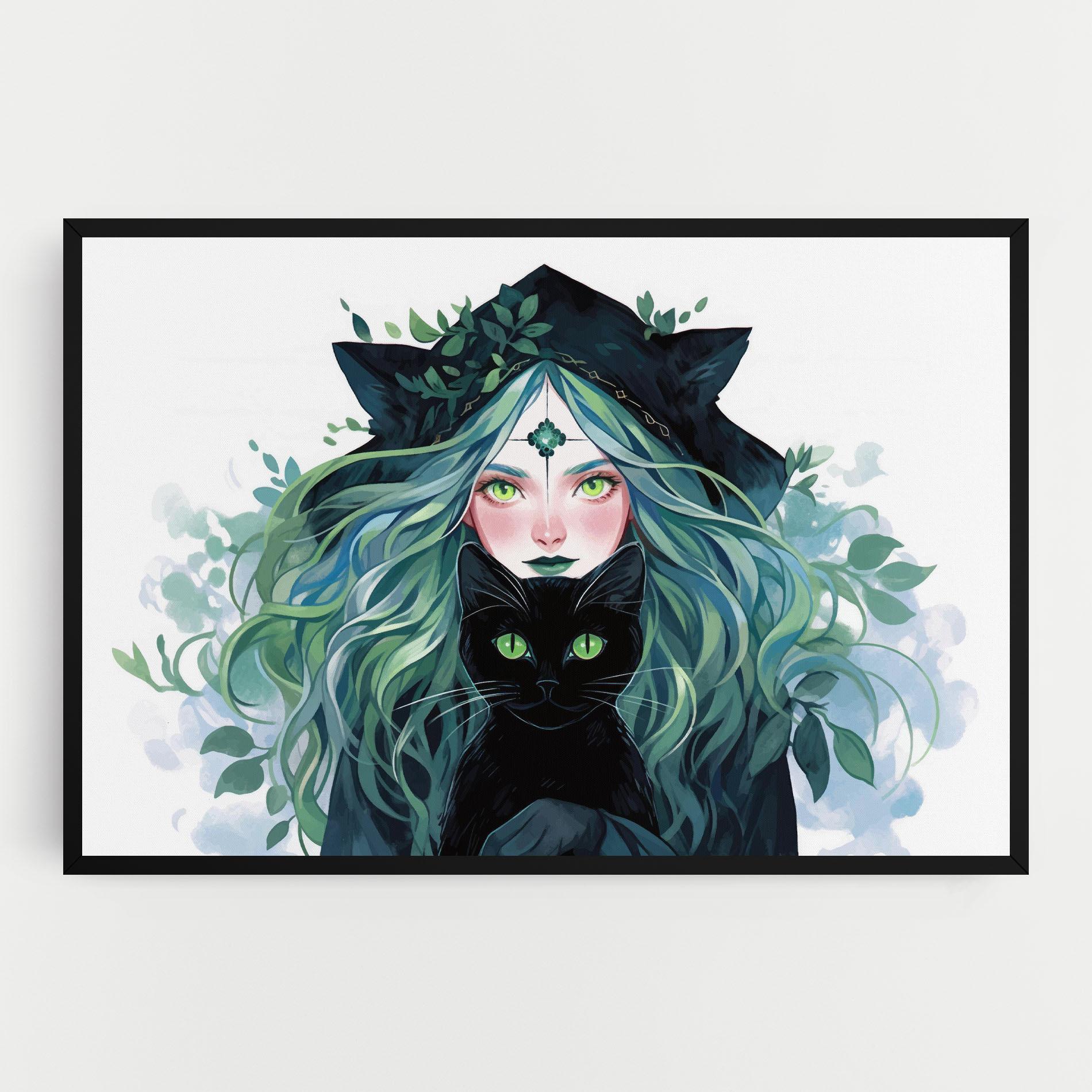 Tablou Canvas Magic Cat Witch mockup 0