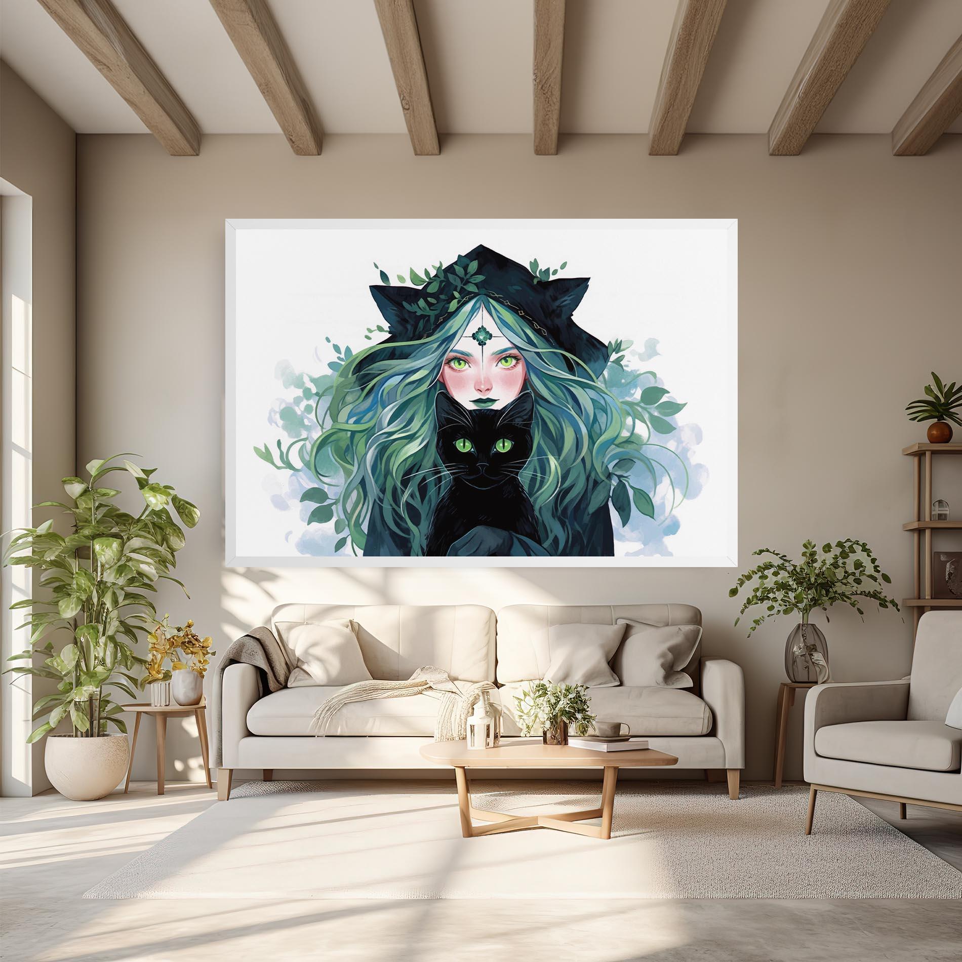 Tablou Canvas Magic Cat Witch mockup 6