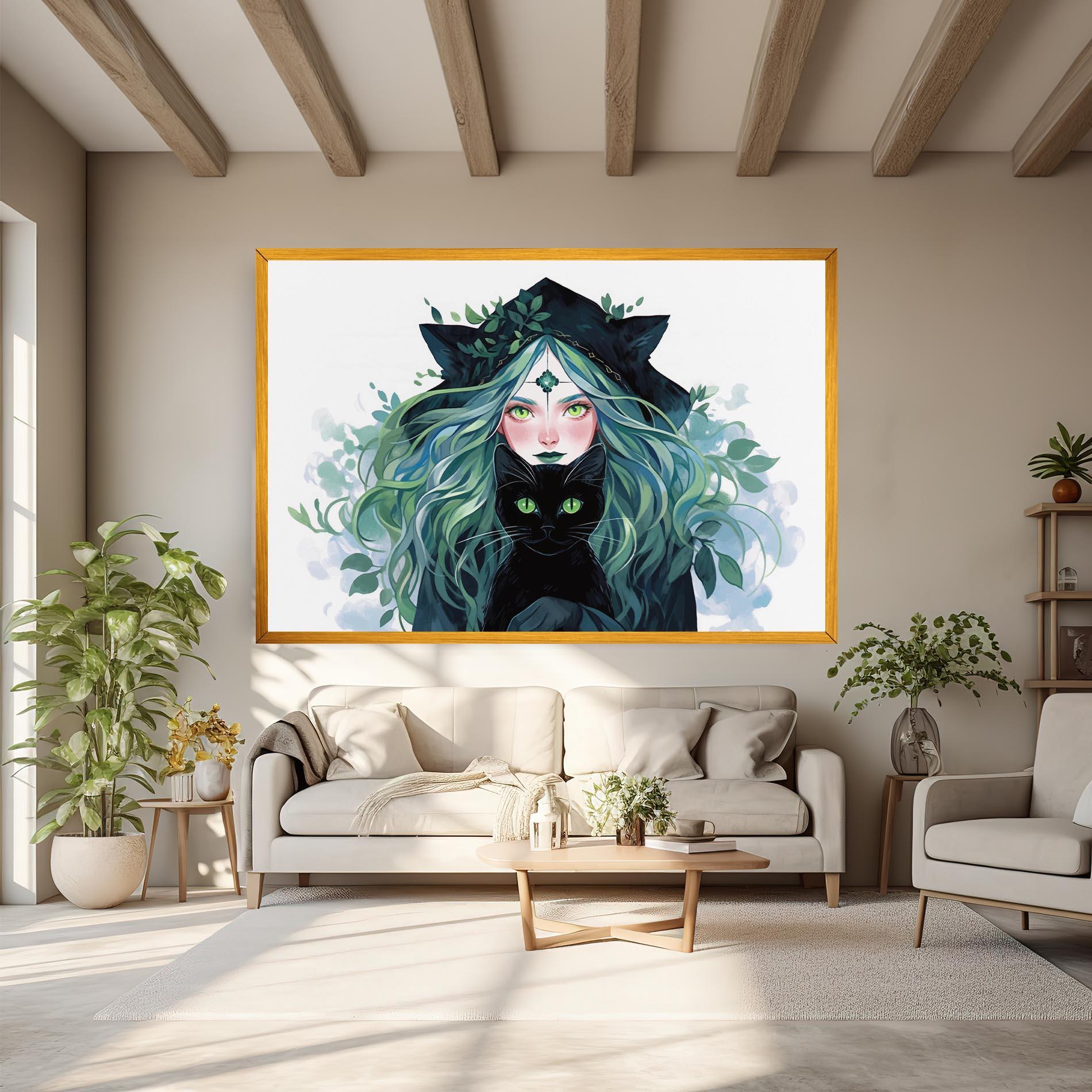 Tablou Canvas Magic Cat Witch mockup 6
