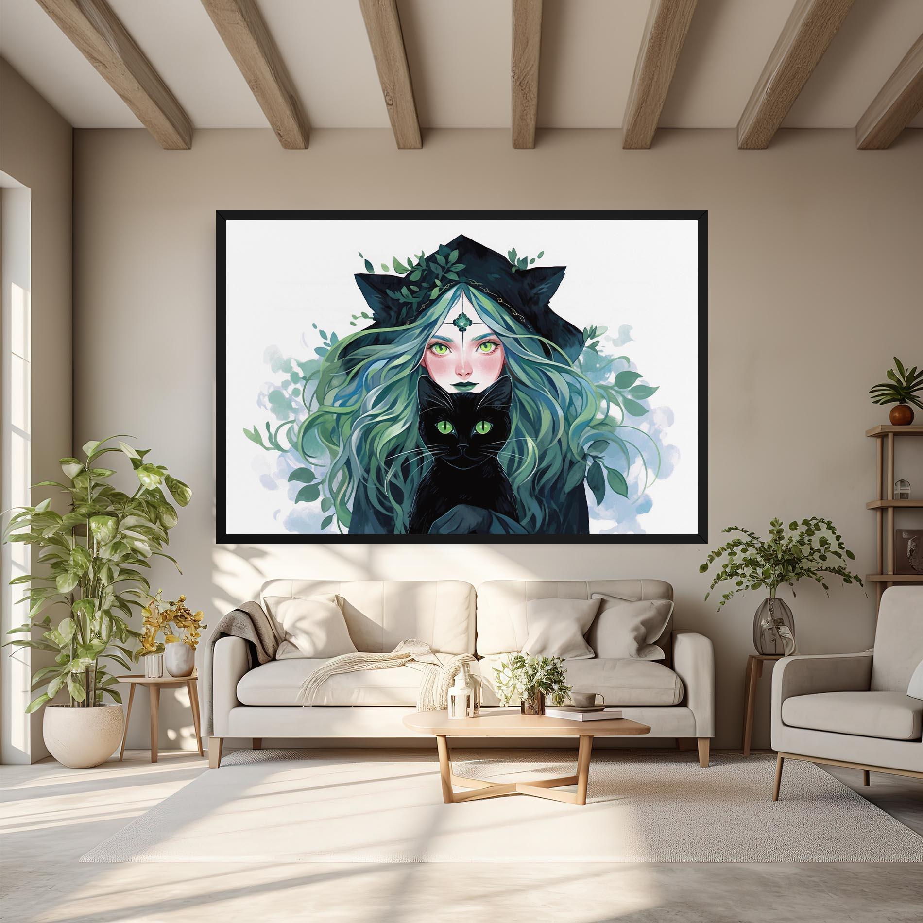 Tablou Canvas Magic Cat Witch mockup 6