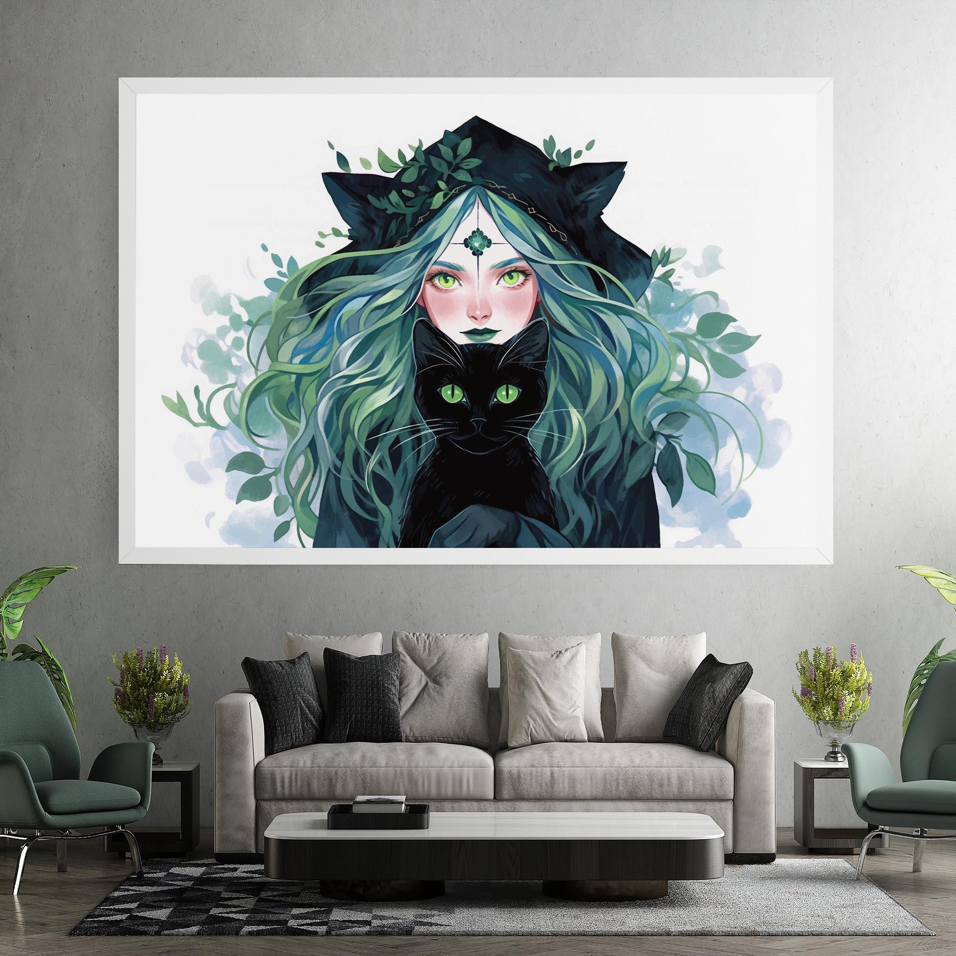 Tablou Canvas Magic Cat Witch mockup 7