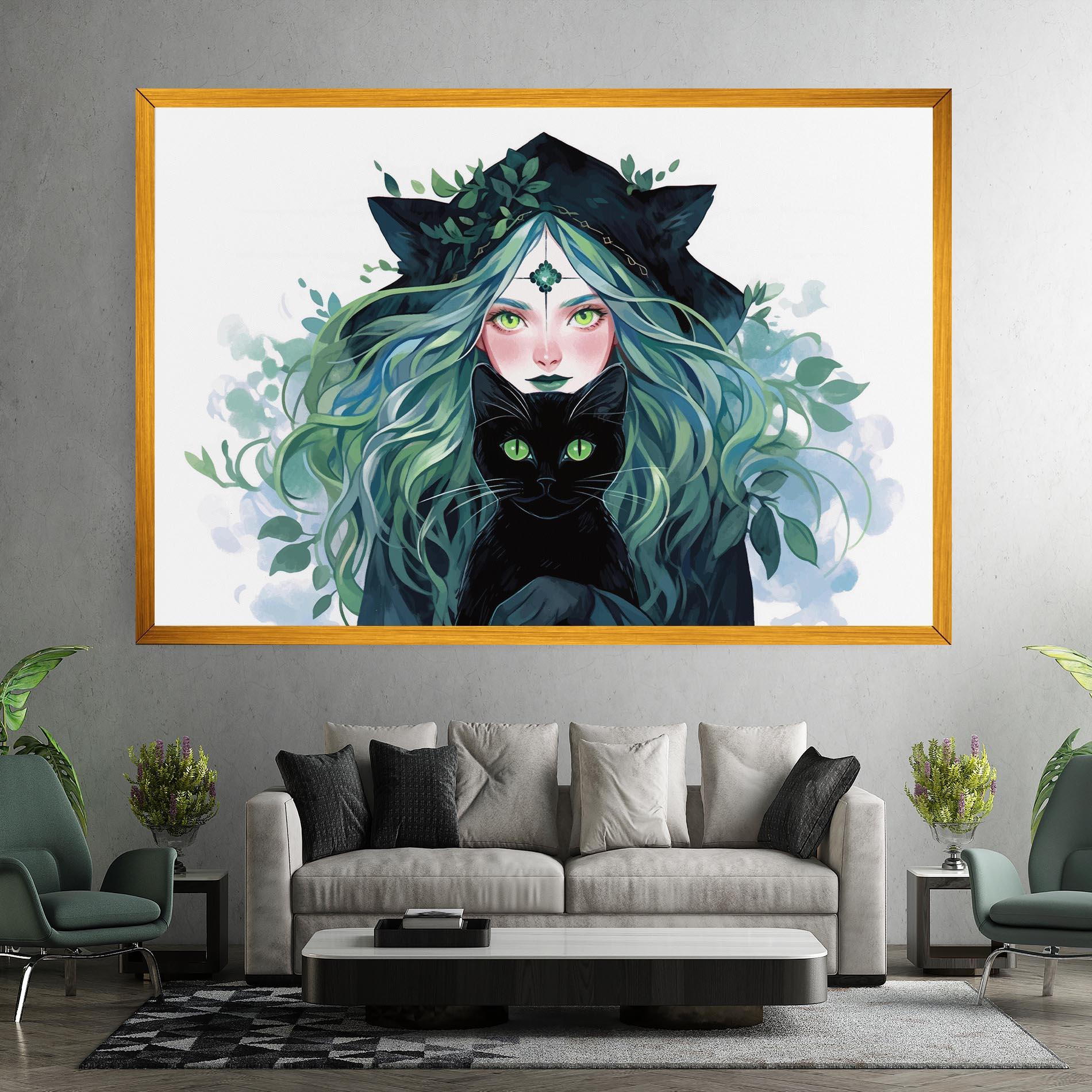 Tablou Canvas Magic Cat Witch mockup 7