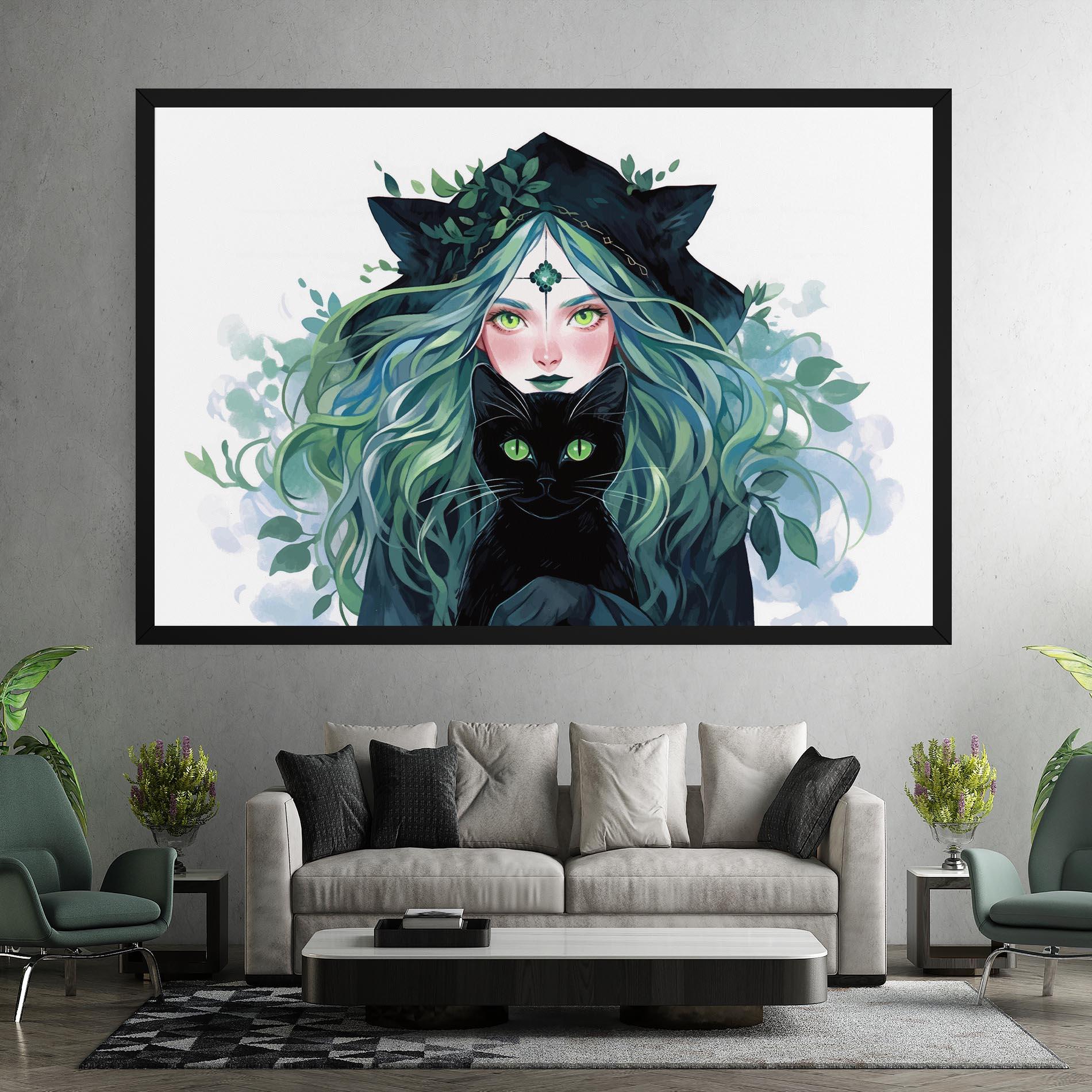 Tablou Canvas Magic Cat Witch mockup 7