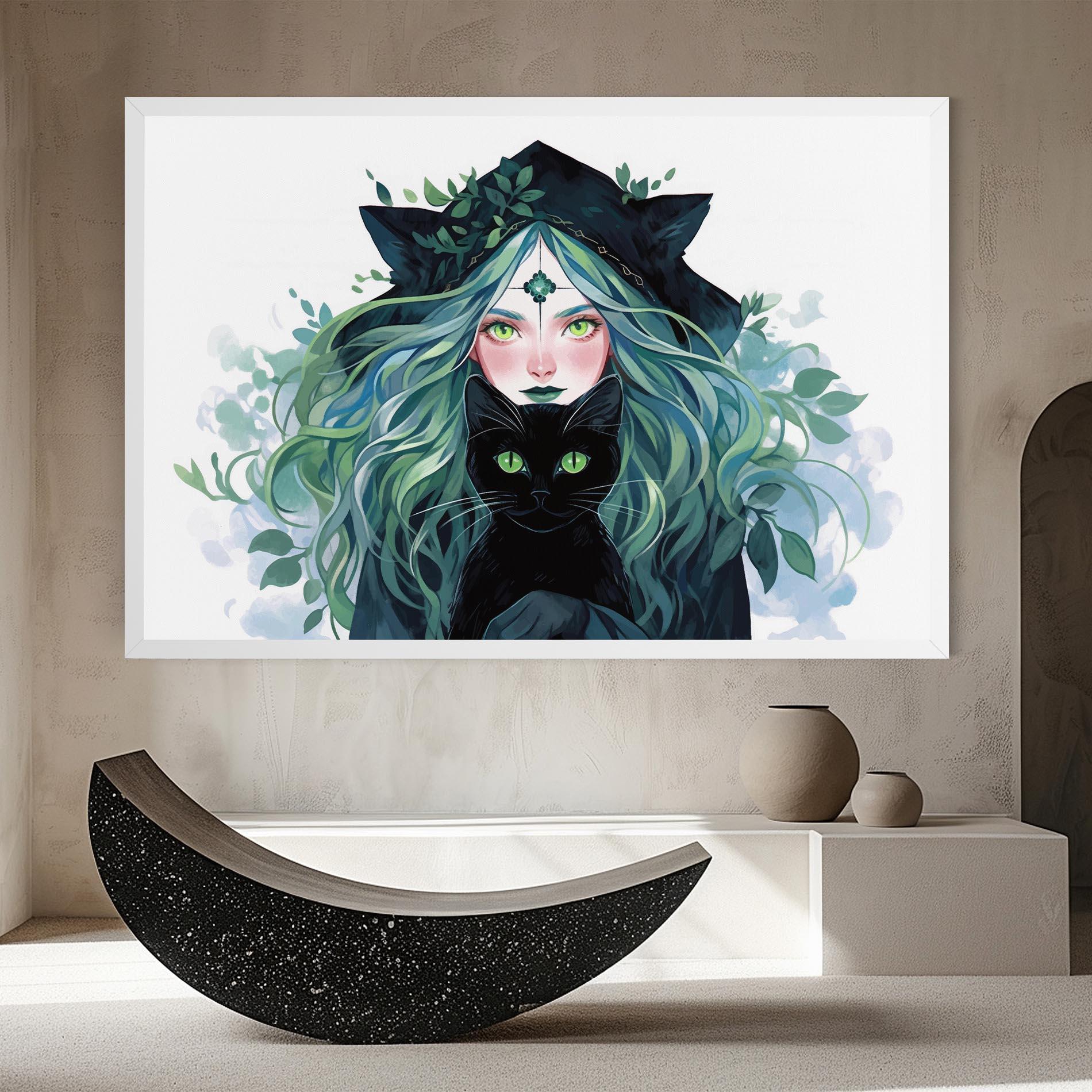 Tablou Canvas Magic Cat Witch mockup 8