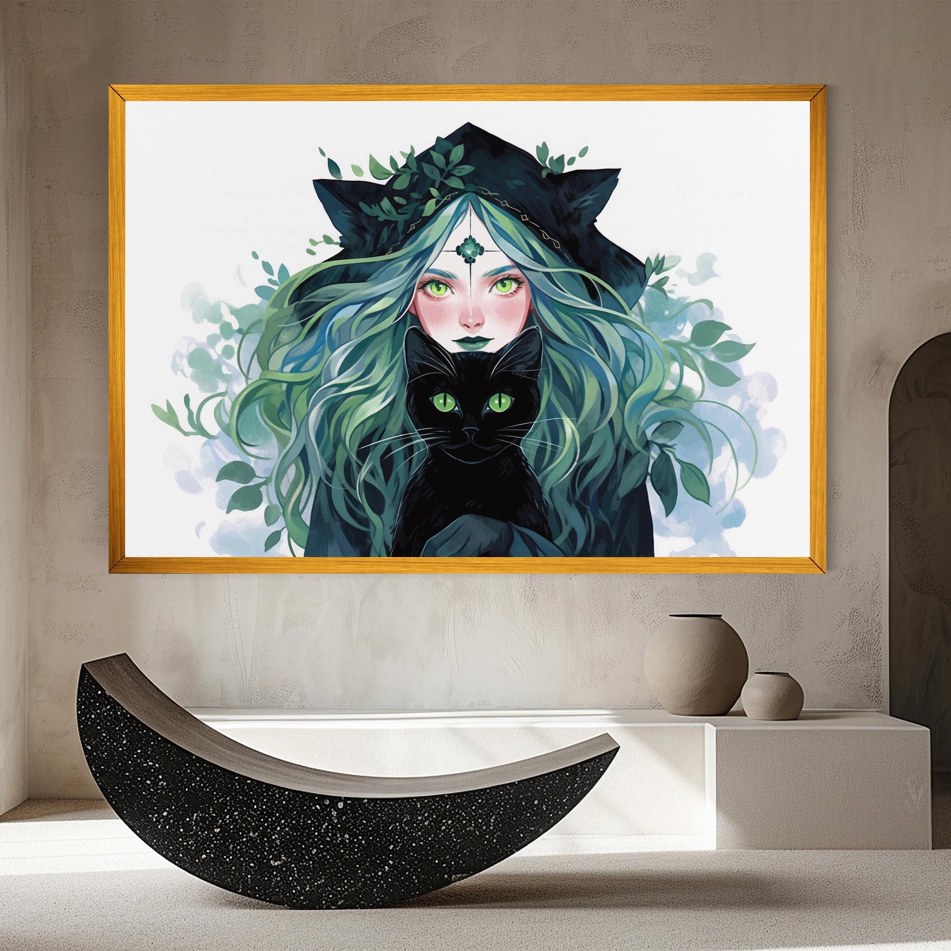 Tablou Canvas Magic Cat Witch mockup 8