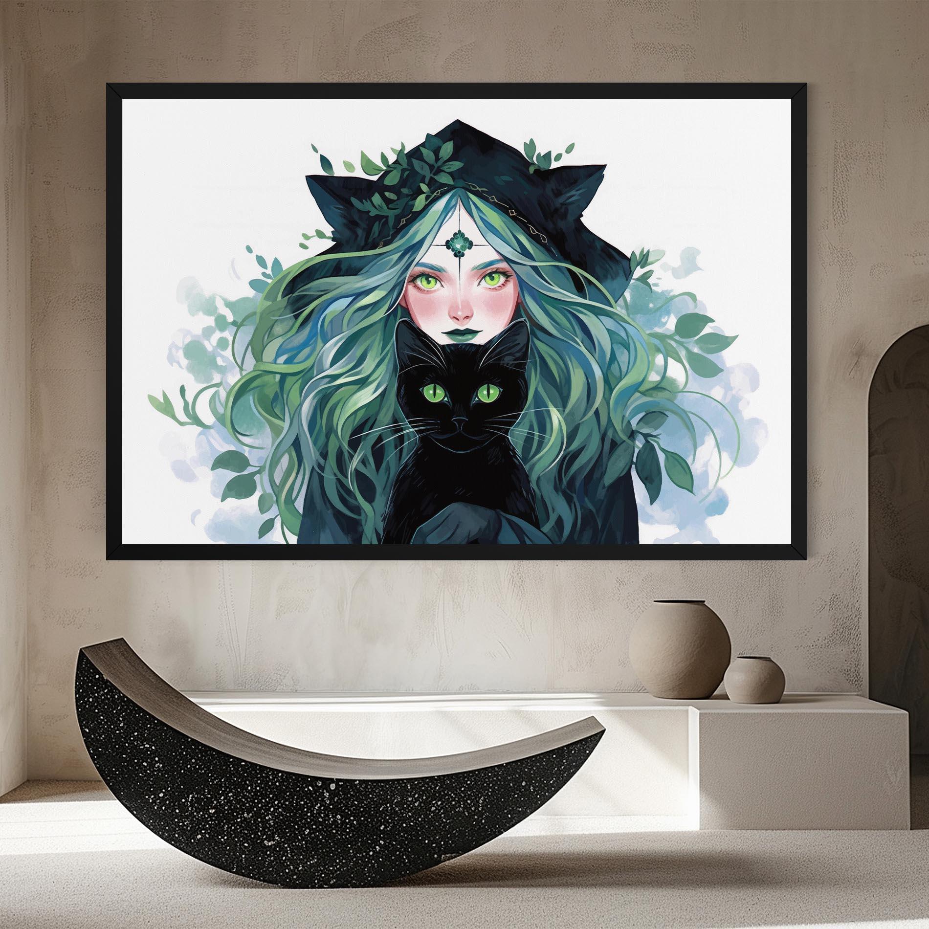 Tablou Canvas Magic Cat Witch mockup 8