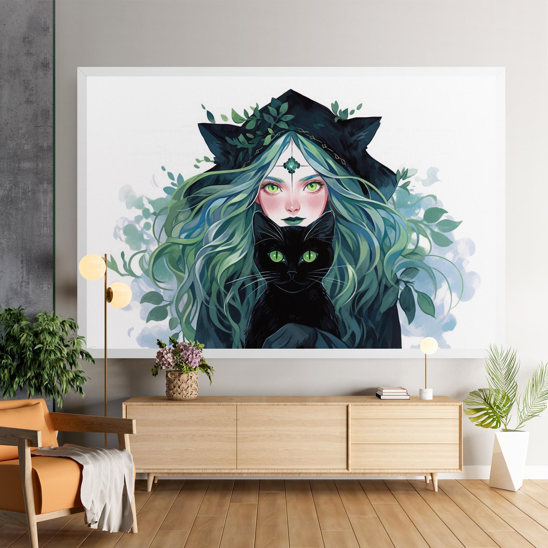 Tablou Canvas Magic Cat Witch mockup 9