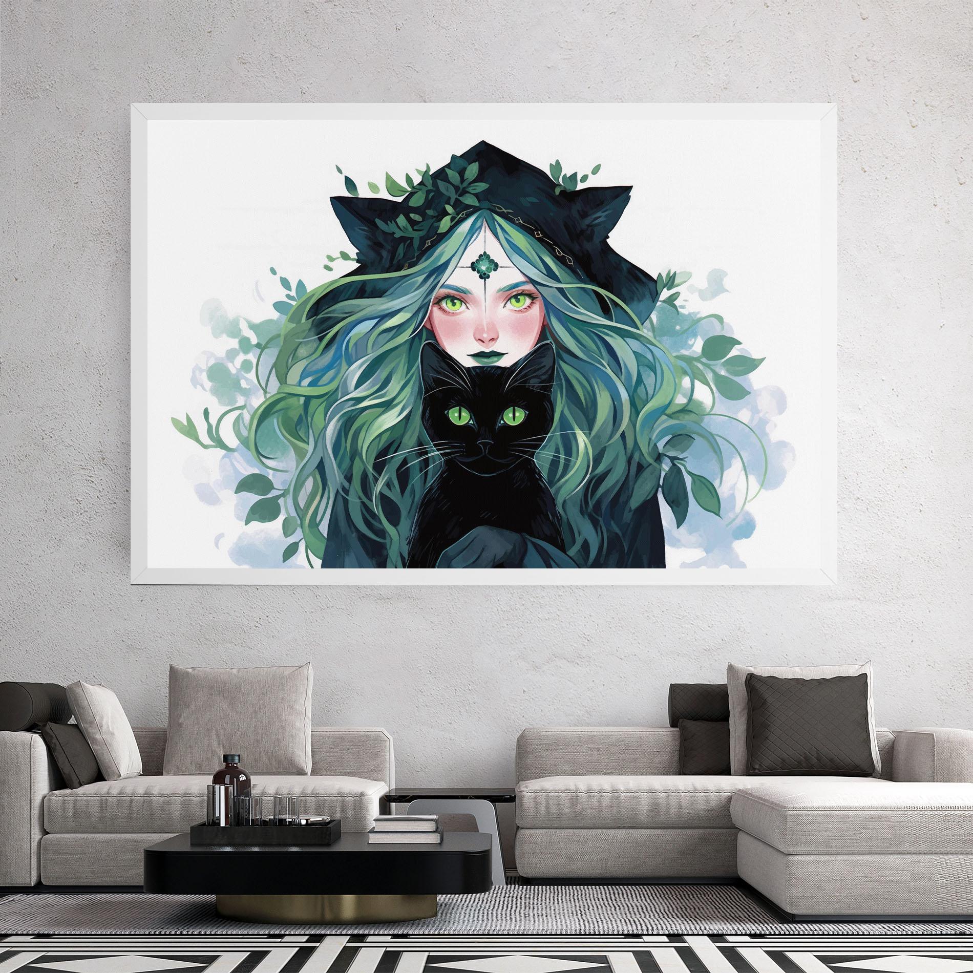 Tablou Canvas Magic Cat Witch mockup 2