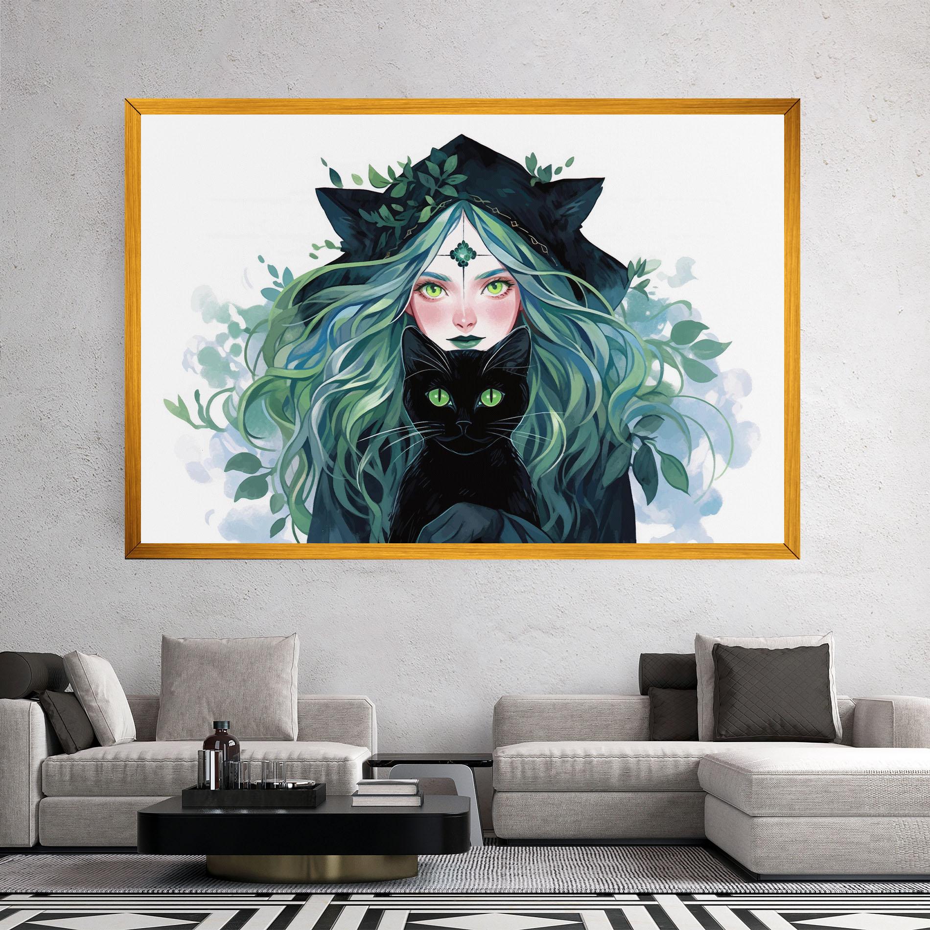 Tablou Canvas Magic Cat Witch mockup 2