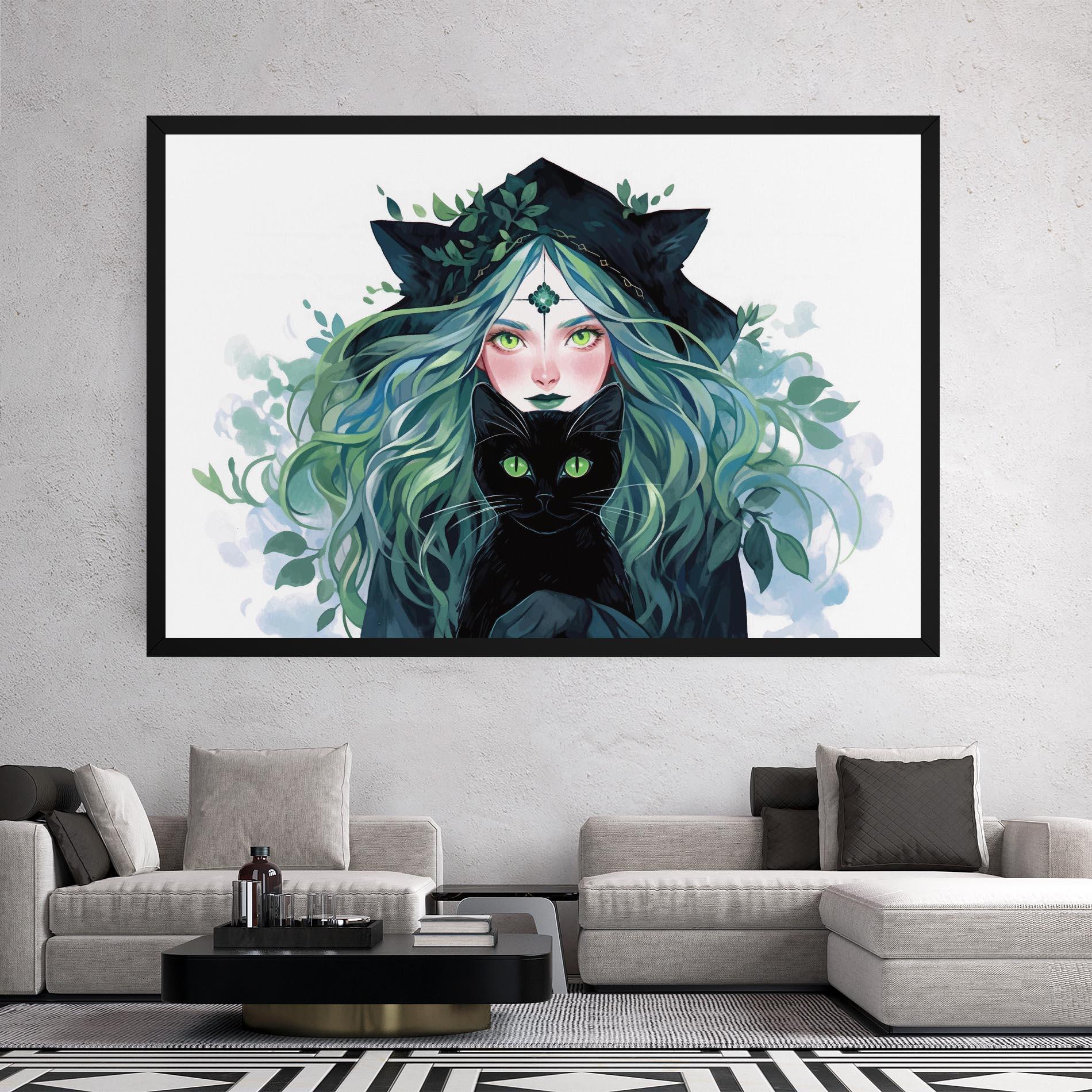 Tablou Canvas Magic Cat Witch mockup 2