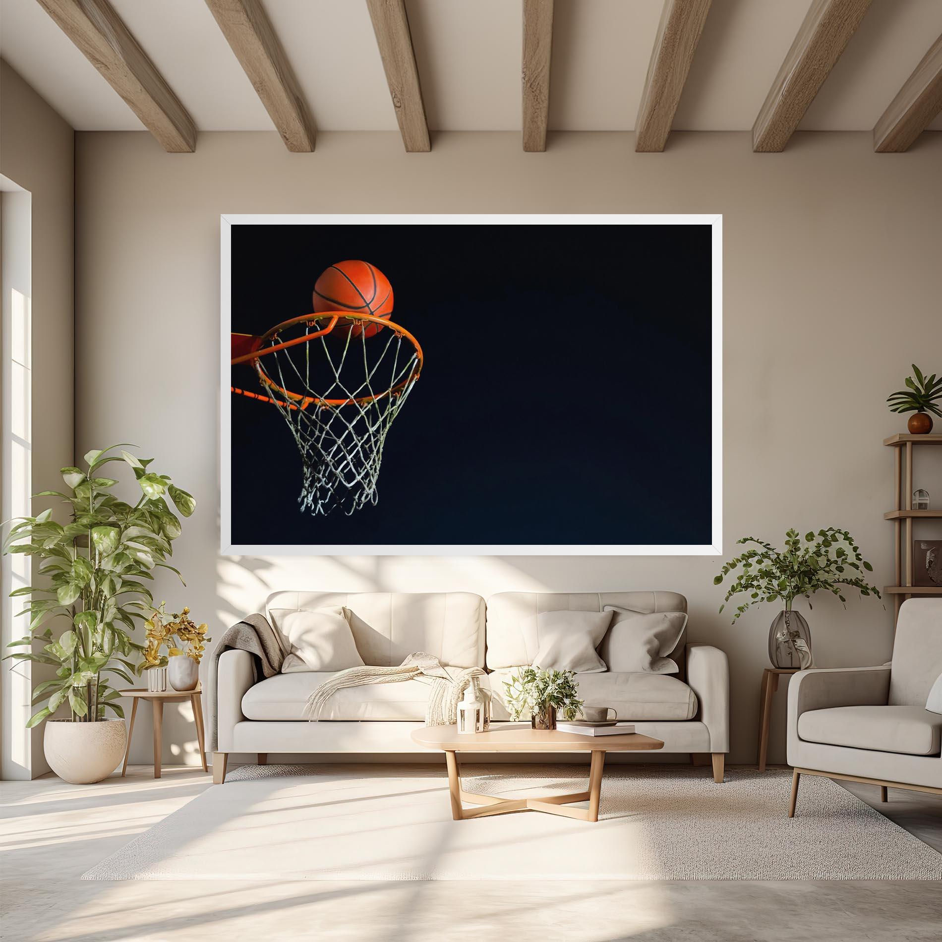 Tablou Canvas Basketball Hoop On Black mockup 6
