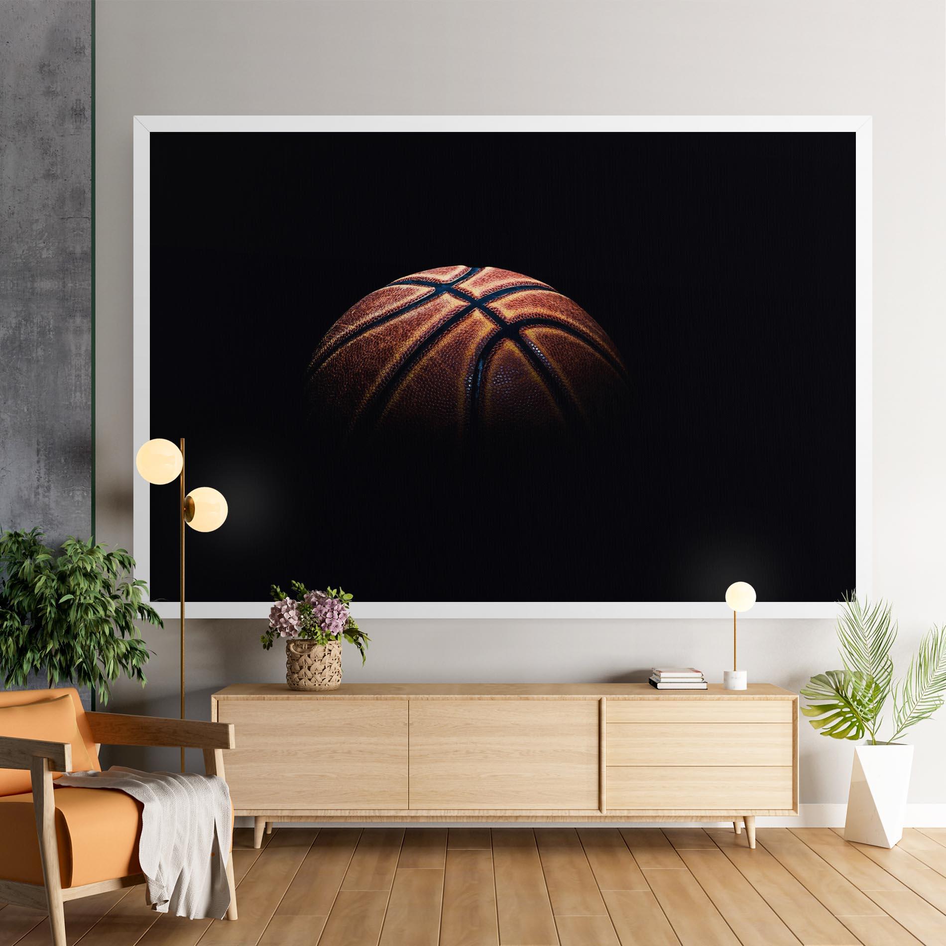 Tablou Canvas Basketball Ball In Dark mockup 9