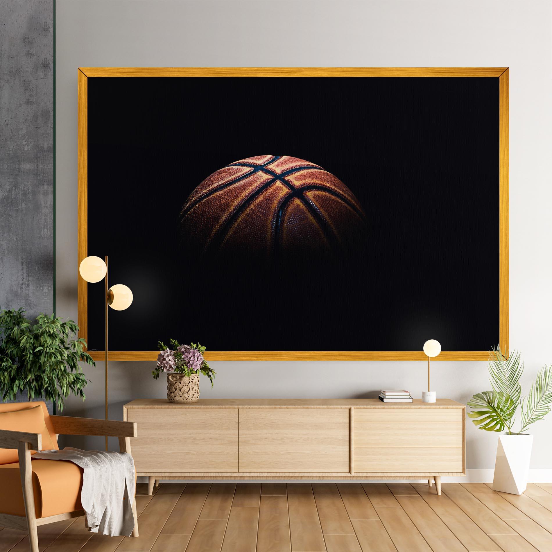 Tablou Canvas Basketball Ball In Dark mockup 9