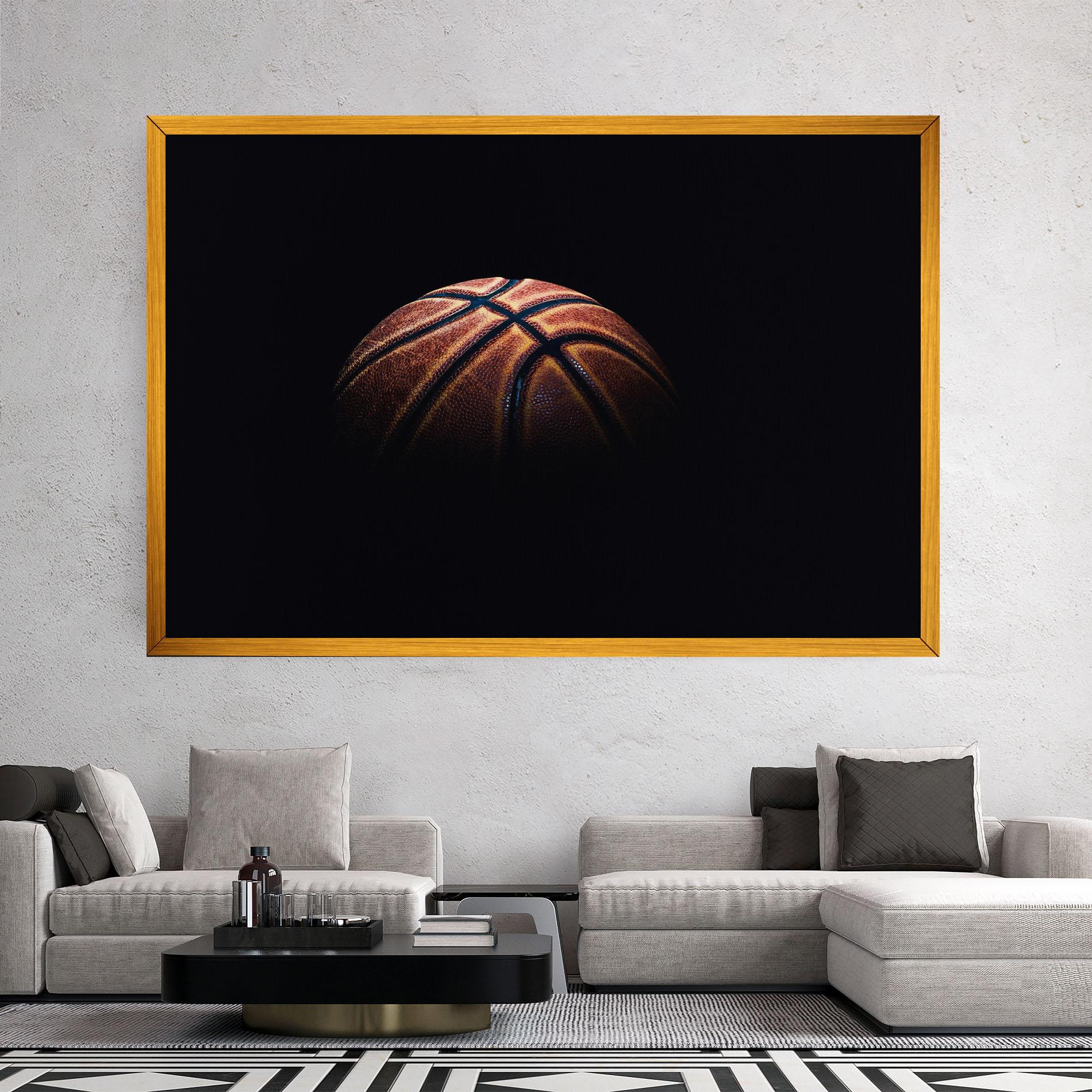 Tablou Canvas Basketball Ball In Dark mockup 2