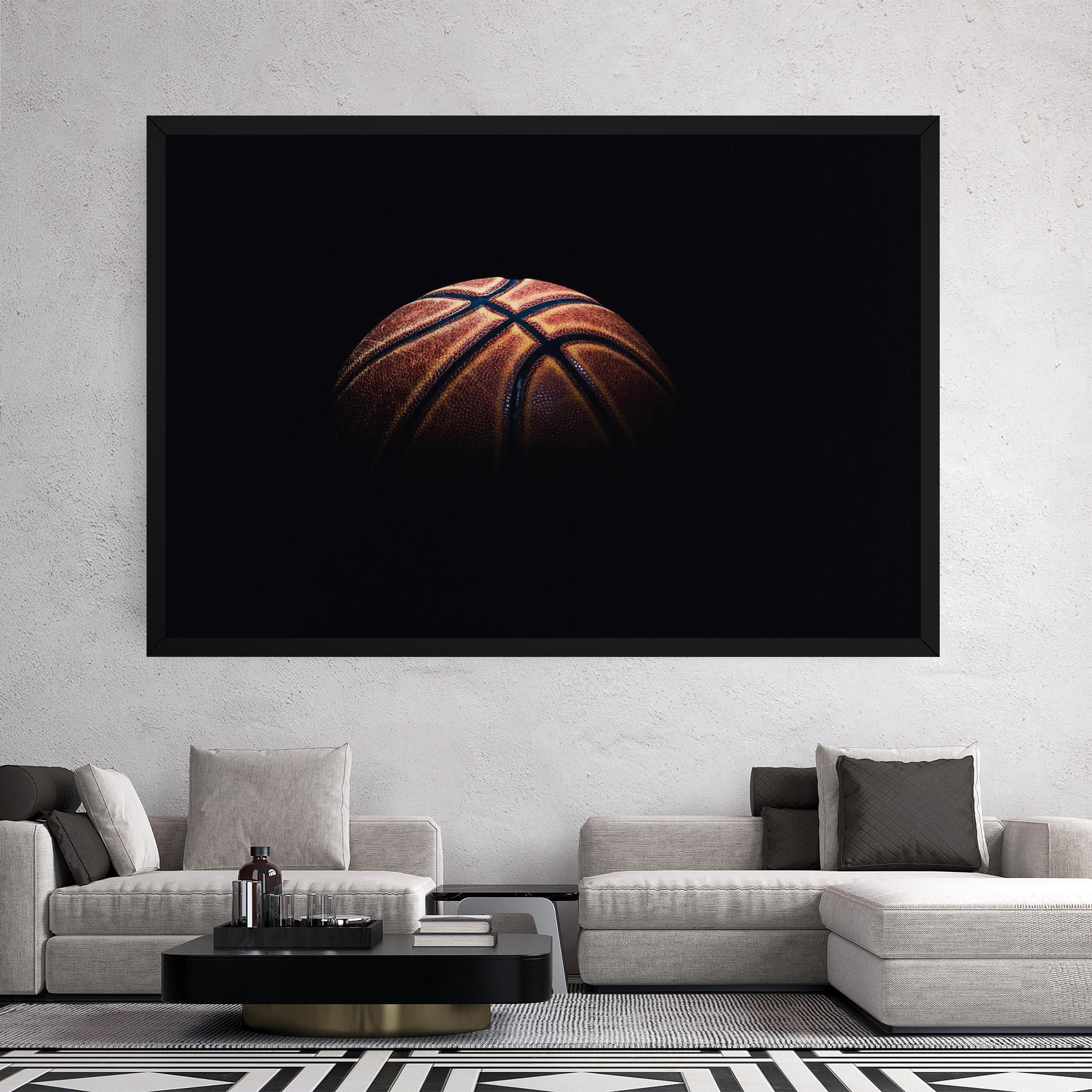 Tablou Canvas Basketball Ball In Dark mockup 2